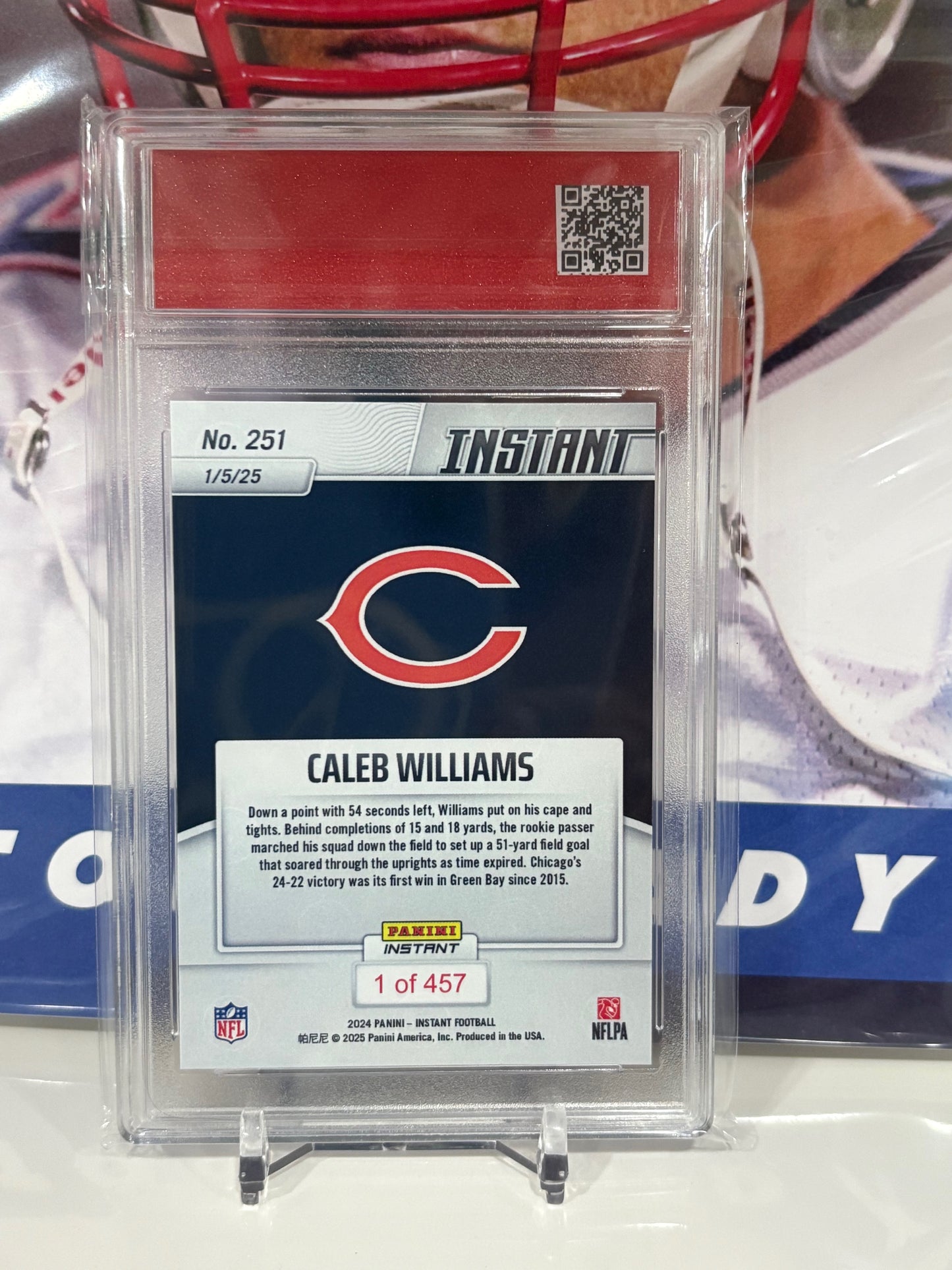 2024 Panini Instant NFL #251 Caleb Williams Leads Bears To Victory At Lambeau T.C.T. Graded Gem Mint 10 Rookie Card