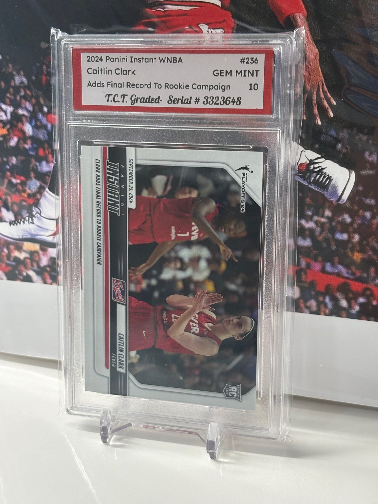 2024 Panini Instant WNBA #236 Caitlin Clark Rookie Card Adds Final Record T.C.T. Graded Gem Mint 10