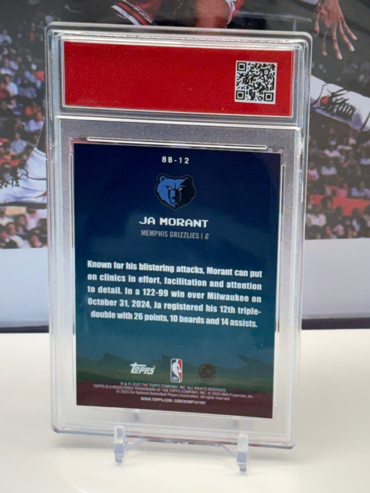 Ja Morant 2025 Topps NBA 8-Bit Ballers #8B-12 holo T.C.T. Graded(TM) Gem Mint 10 Card stand included