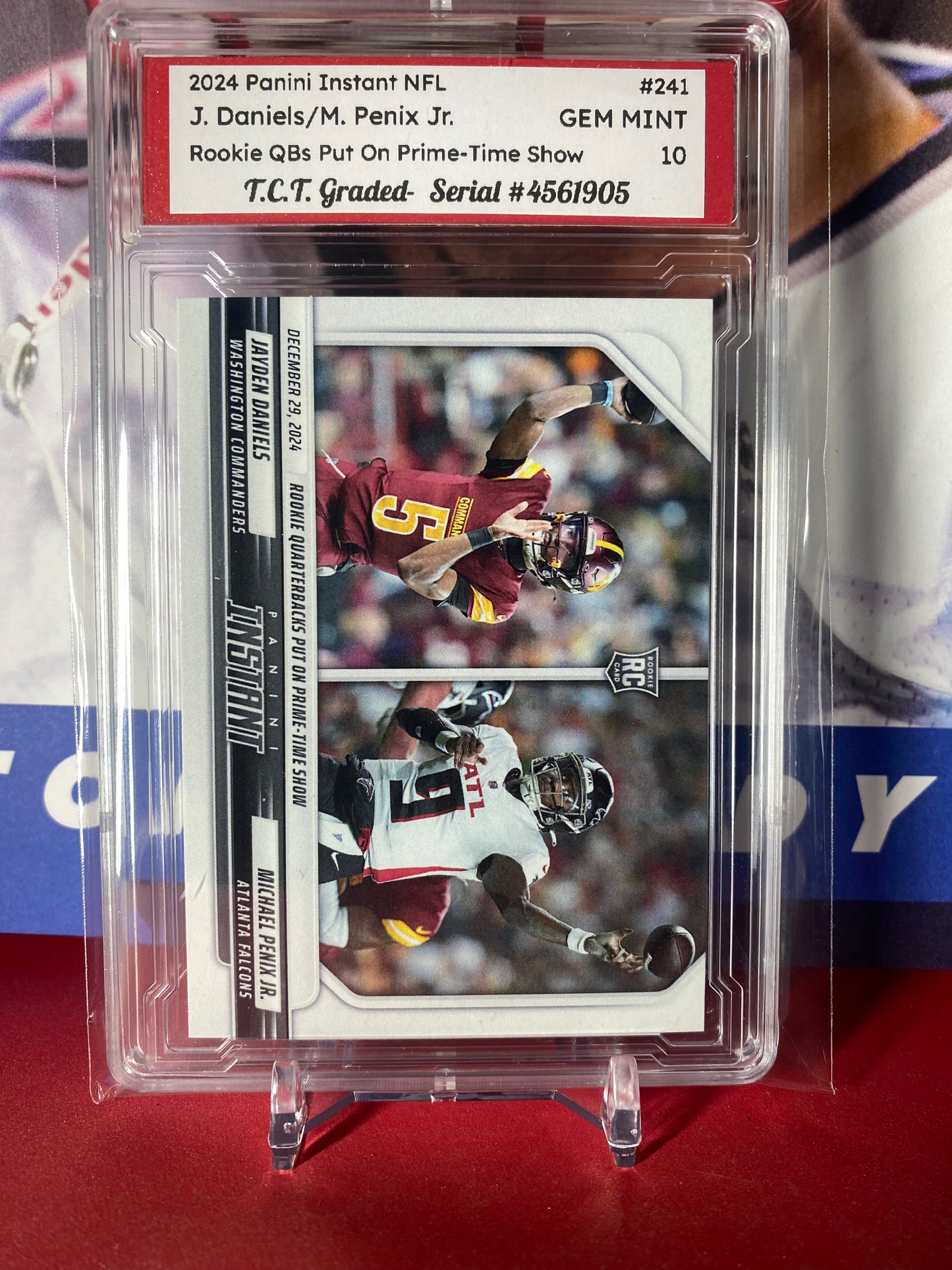 2024 Panini Instant NFL #241 Jayden Daniels/Michael Penix Jr. Rookie QBs Put On Prime Time Show