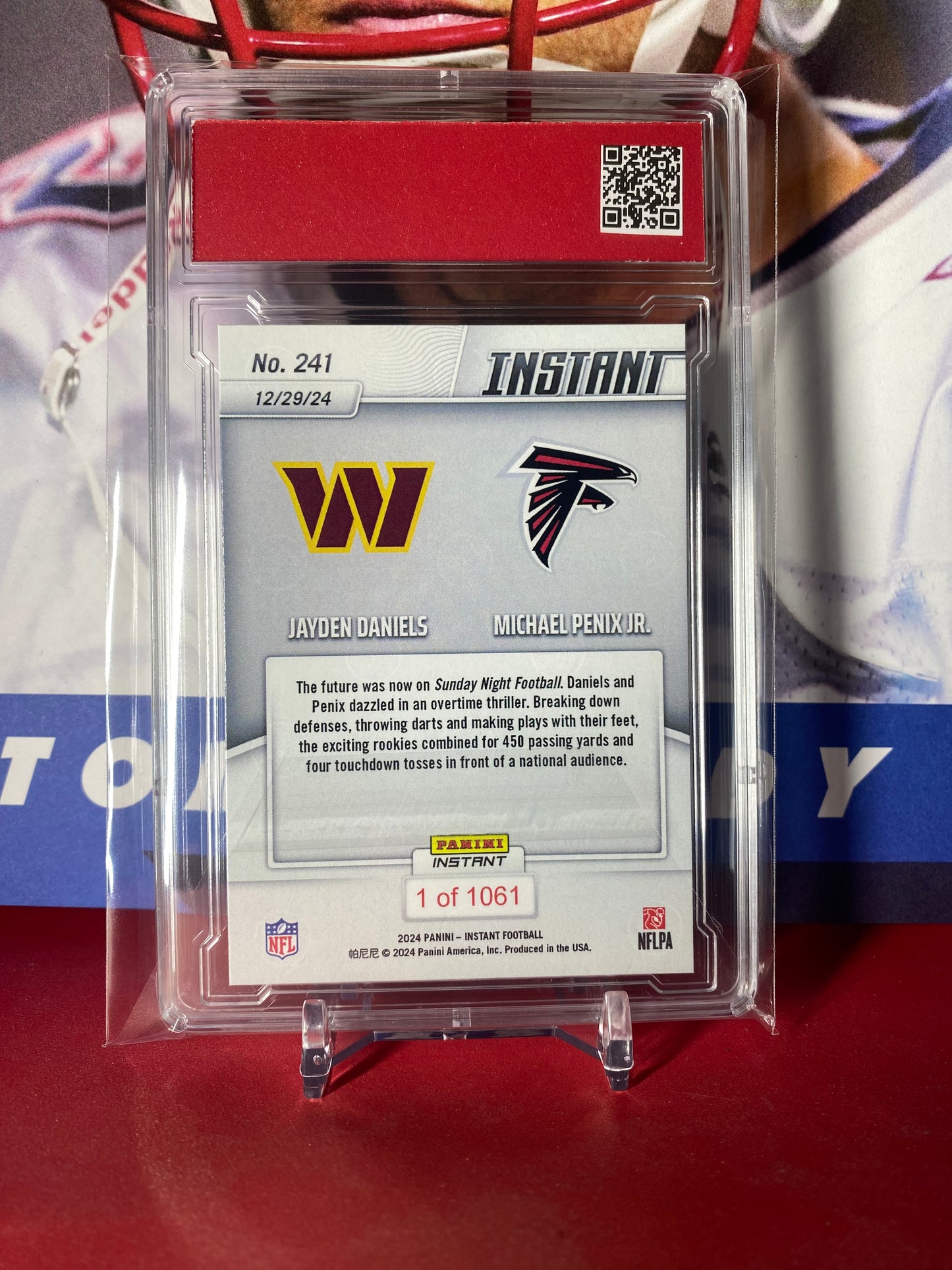 2024 Panini Instant NFL #241 Jayden Daniels/Michael Penix Jr. Rookie QBs Put On Prime Time Show