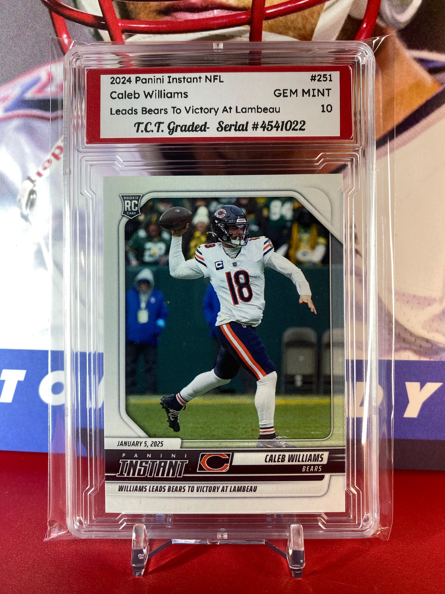2024 Panini Instant NFL #251 Caleb Williams Leads Bears To Victory At Lambeau T.C.T. Graded Gem Mint 10 Rookie Card