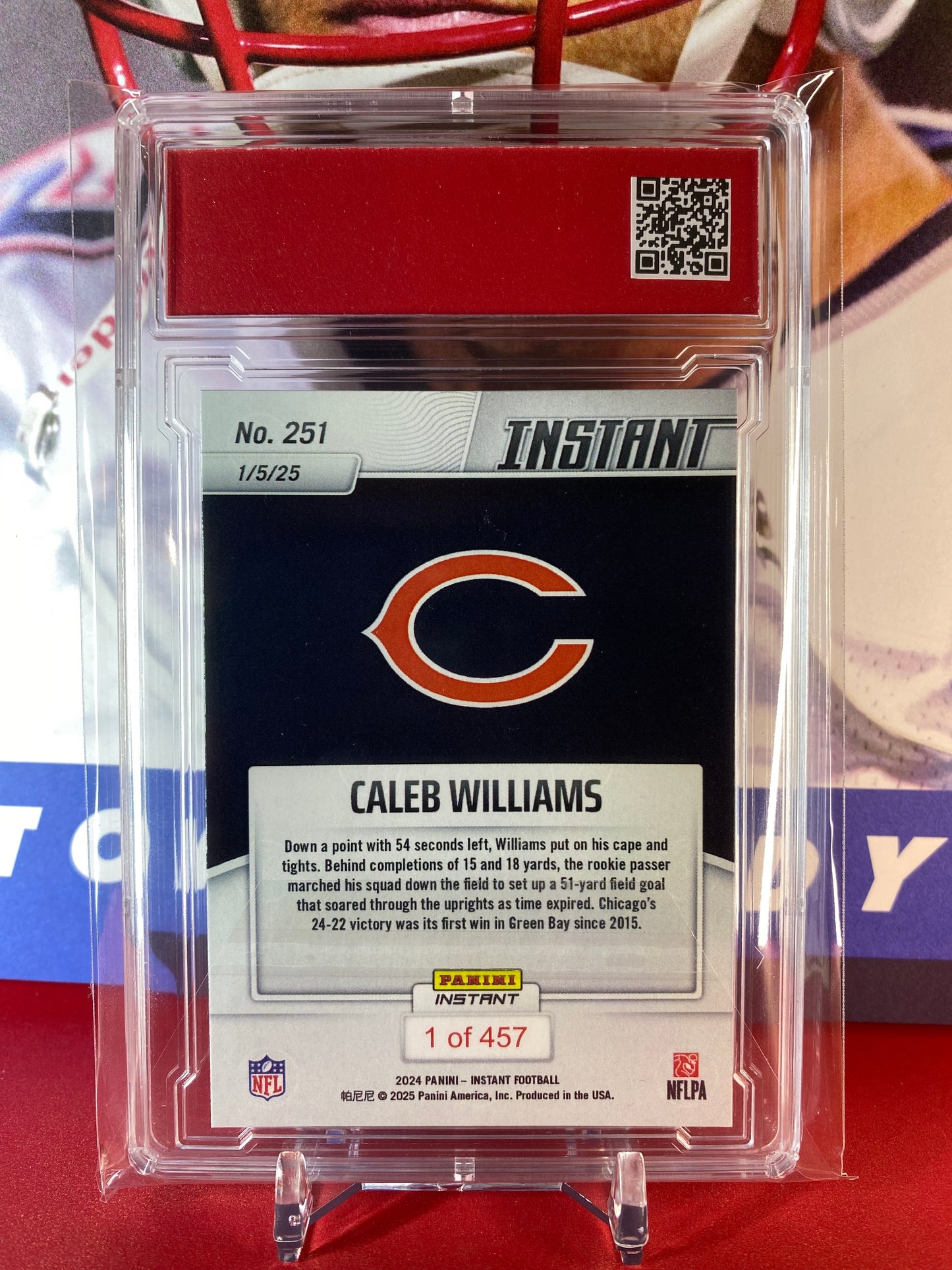 2024 Panini Instant NFL #251 Caleb Williams Leads Bears To Victory At Lambeau T.C.T. Graded Gem Mint 10 Rookie Card