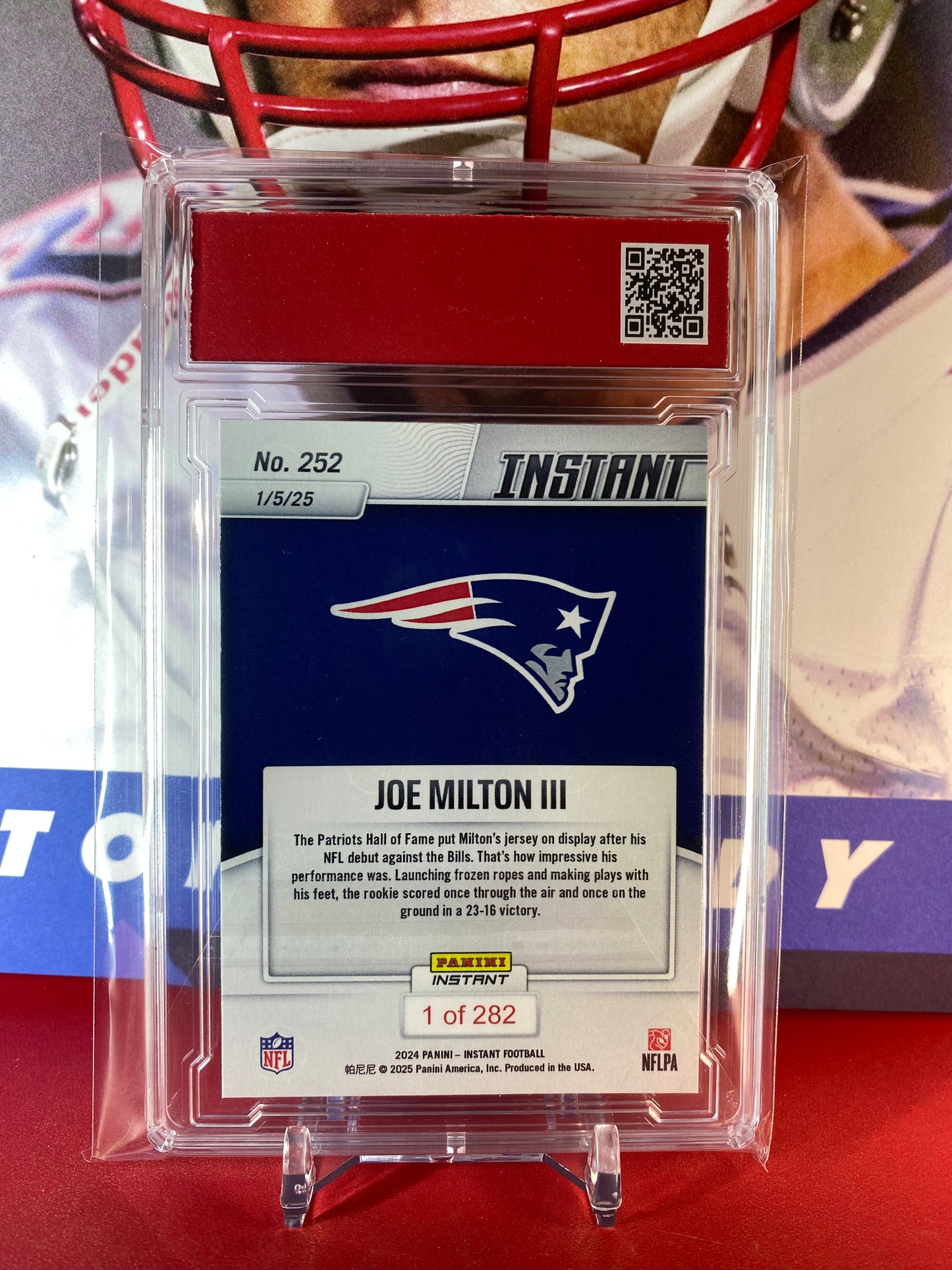 2024 Panini Instant NFL #252 Joe Milton lll Goes Head Over Heels In Dazzling Debut T.C.T. Graded Gem Mint 10 Rookie card