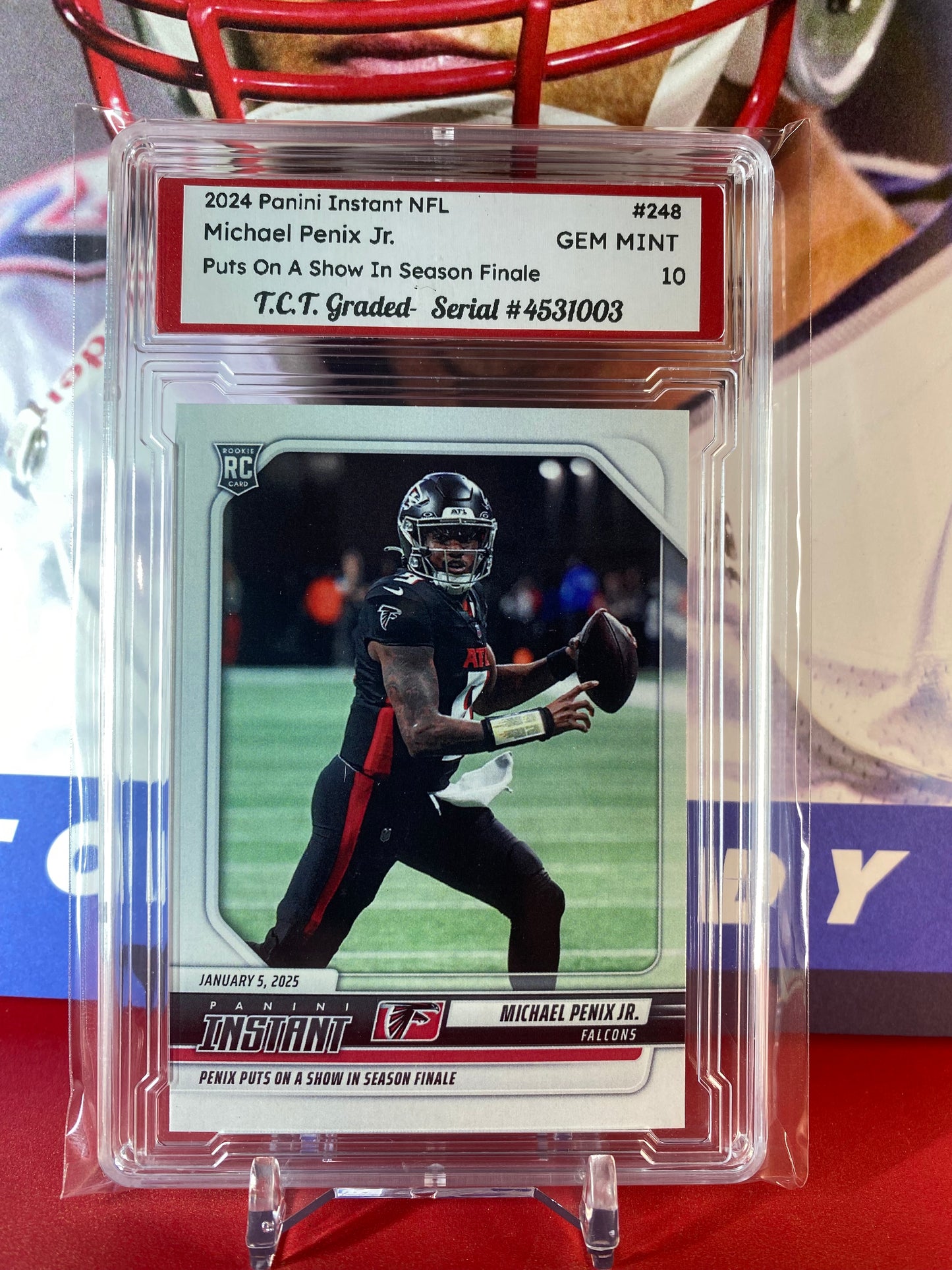 2024 Panini Instant NFL #248 Michael Penix Jr. Puts On A Show In Season Finale T.C.T. Graded Gem Mint 10 Rookie Card