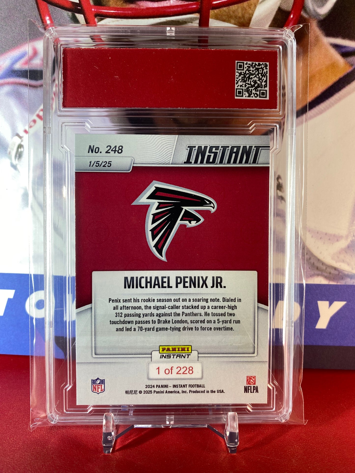 2024 Panini Instant NFL #248 Michael Penix Jr. Puts On A Show In Season Finale T.C.T. Graded Gem Mint 10 Rookie Card