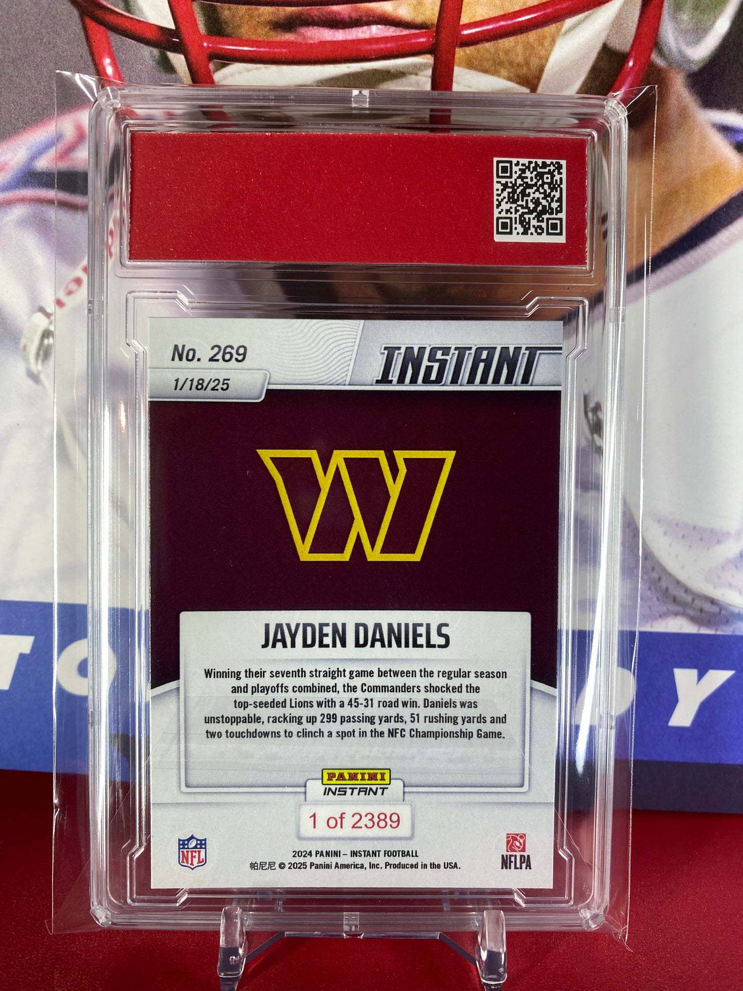 2024 Panini Instant NFL #269 Jayden Daniels Keeps Commanders Rolling T.C.T. Graded Gem Mint 10 Rookie Card