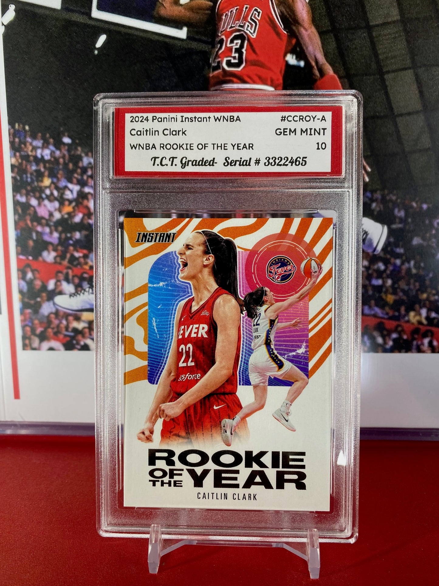 2024 Panini Instant WNBA #CCROY-A Caitlin Clark Rookie Of The Year Card T.C.T. Graded Gem Mint 10 card stand included