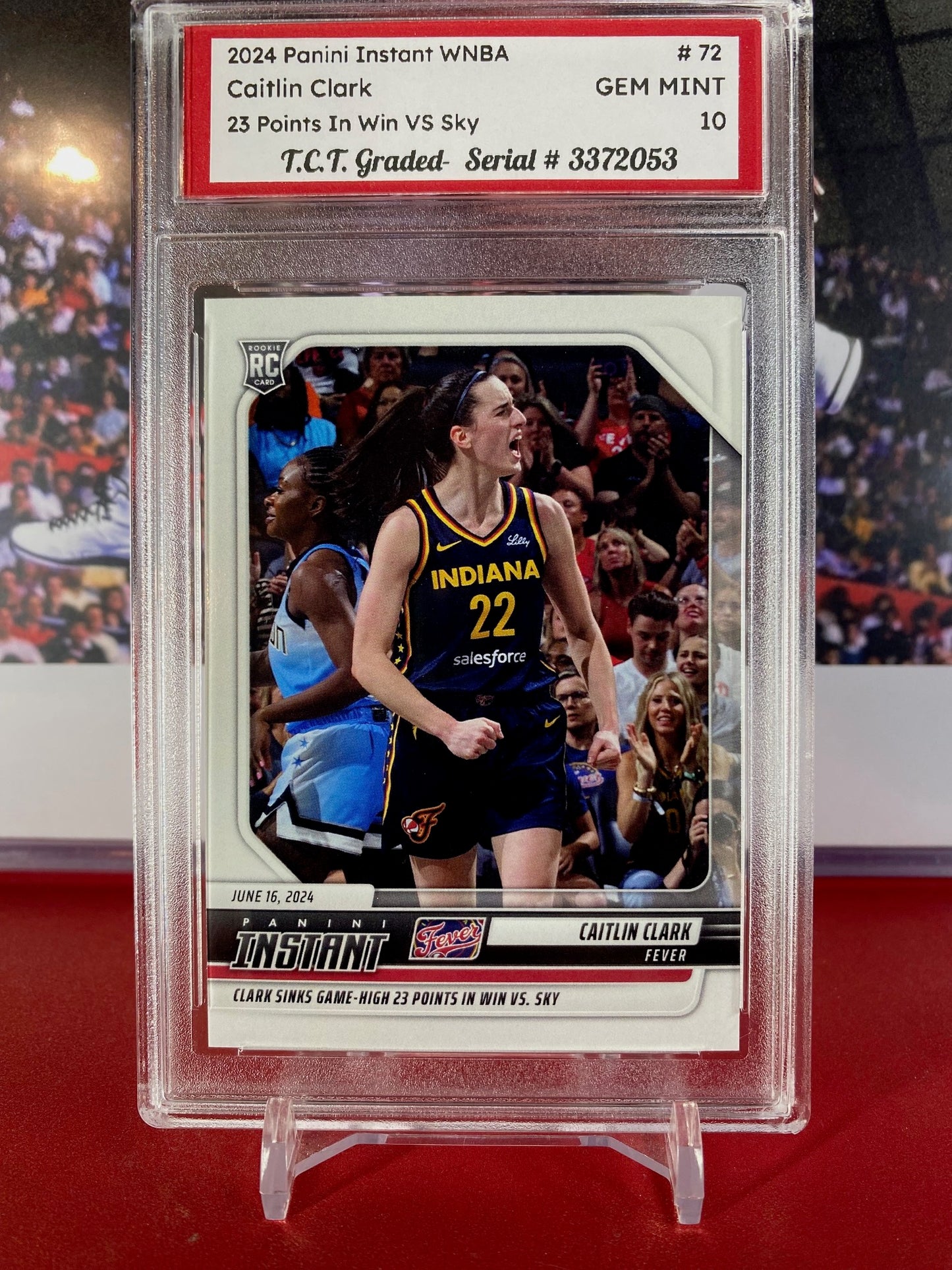 2024 Panini Instant #72 Caitlin Clark Rookie Card 25 Points In Win Vs. Sky T.C.T. Graded GEM MINT 10