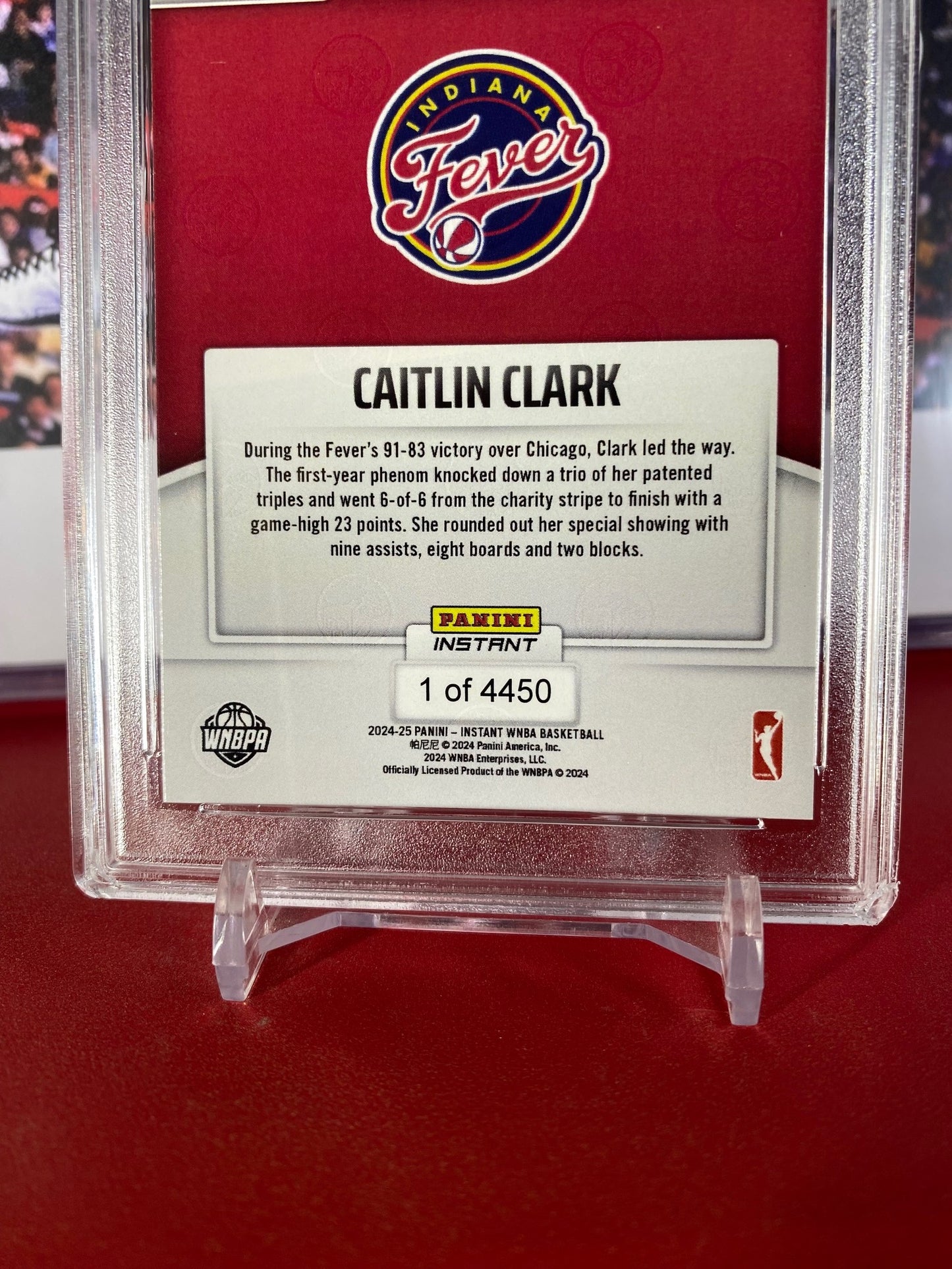2024 Panini Instant #72 Caitlin Clark Rookie Card 25 Points In Win Vs. Sky T.C.T. Graded GEM MINT 10
