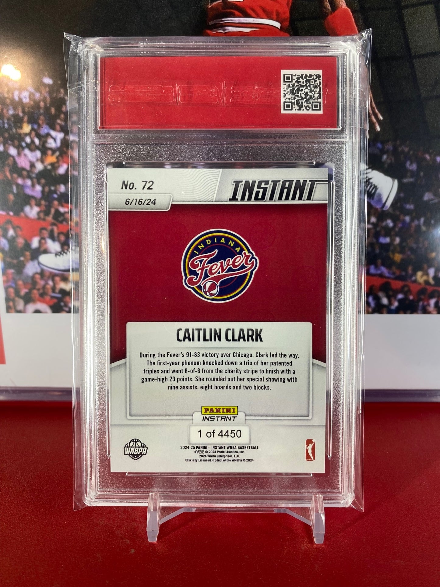 2024 Panini Instant #72 Caitlin Clark Rookie Card 25 Points In Win Vs. Sky T.C.T. Graded GEM MINT 10