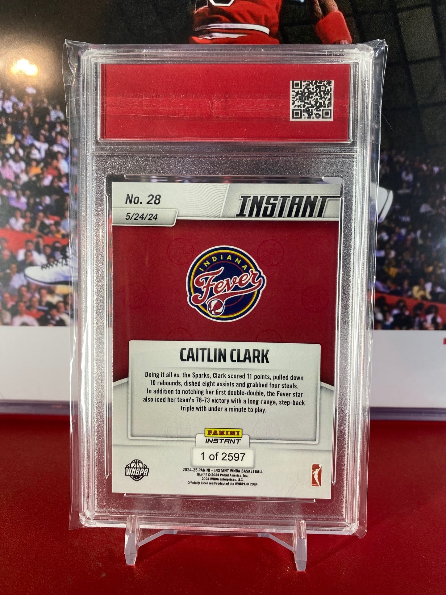 2024 Panini Instant #28 Caitlin Clark Rookie Card First Double-Double T.C.T. Graded GEM MINT 10
