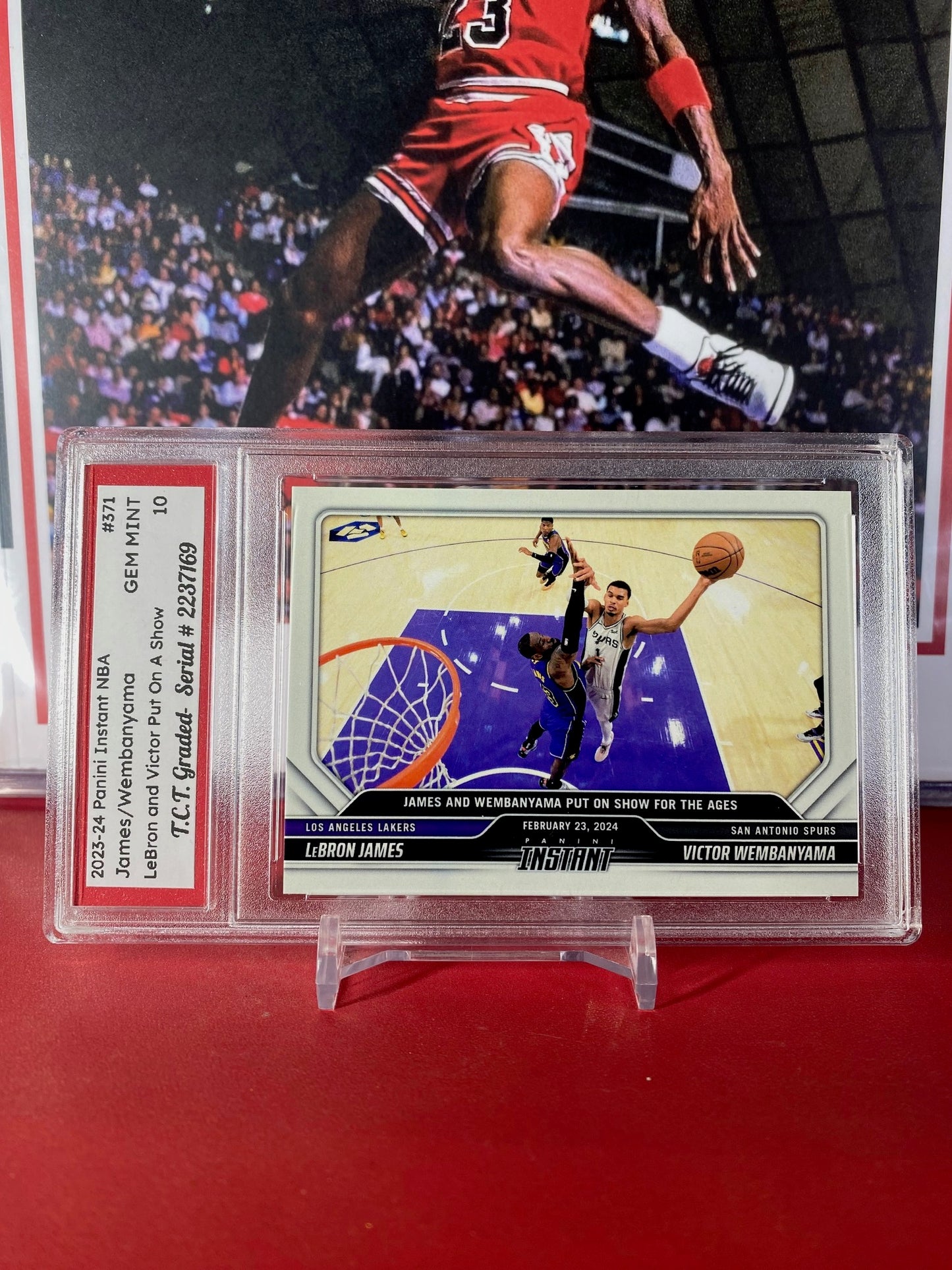 2023-24 Panini Instant NBA #371 LeBron James VS Victor Wembanyama Rookie Card LeBron/Victor Put On A Show T.C.T. Graded Gem Mint 10