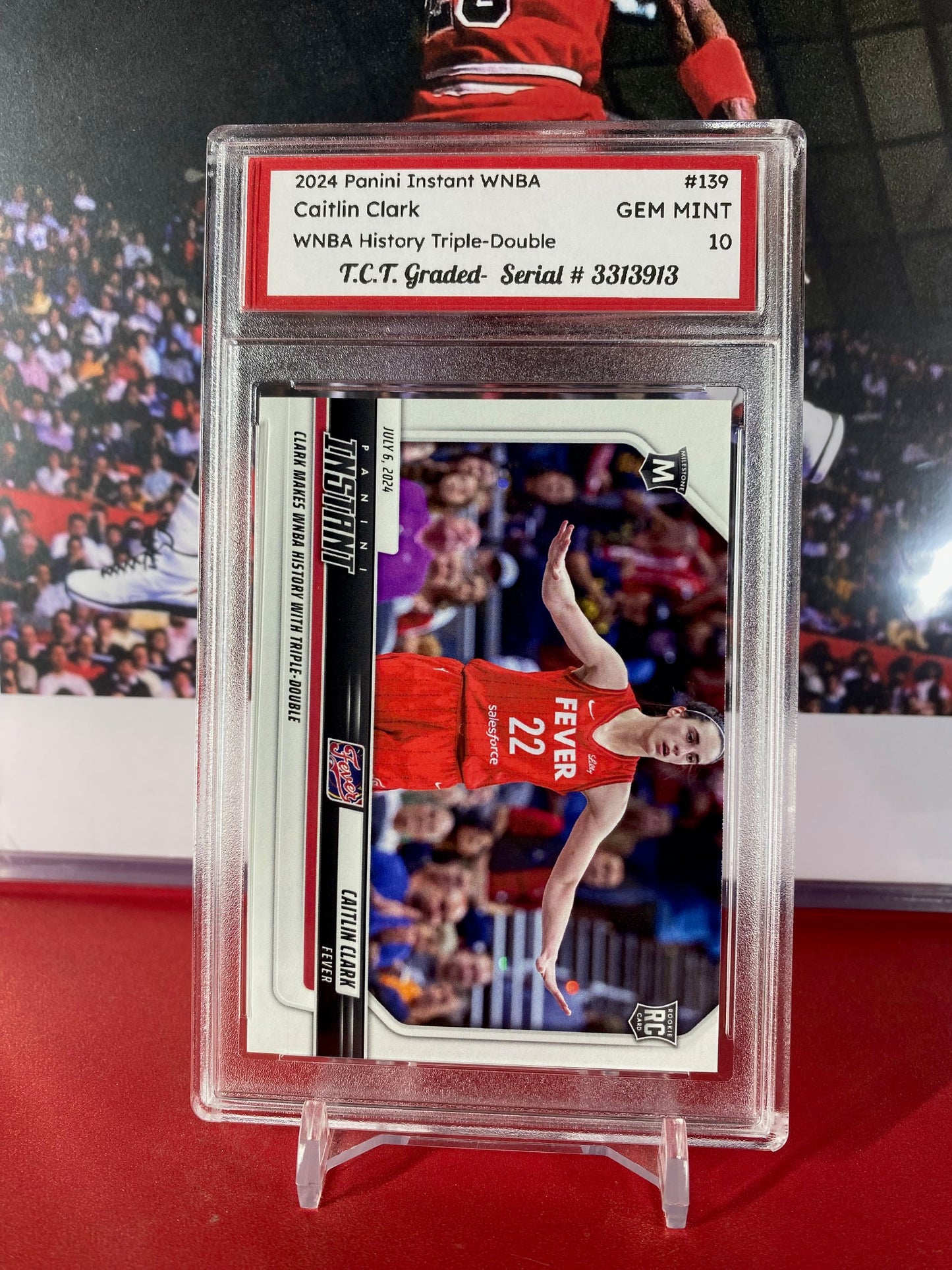 2024 Panini Instant WNBA #139 Caitlin Clark Rookie Card Makes WNBA History Triple-Double T.C.T. Graded Gem Mint 10