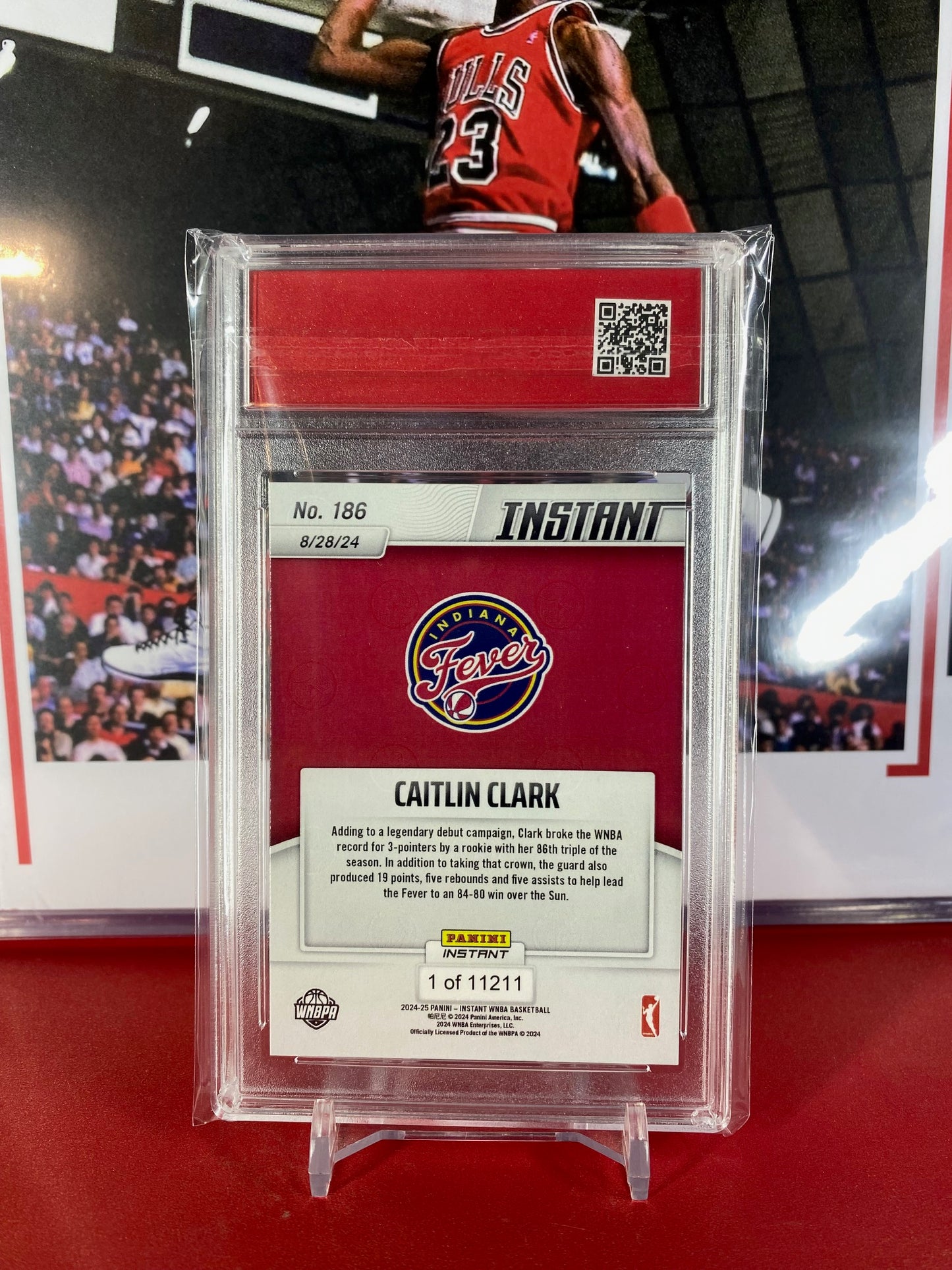2024 Panini Instant #186 Caitlin Clark Rookie Card Breaks Rookie Record For Treys T.C.T. Graded Gem Mint 10