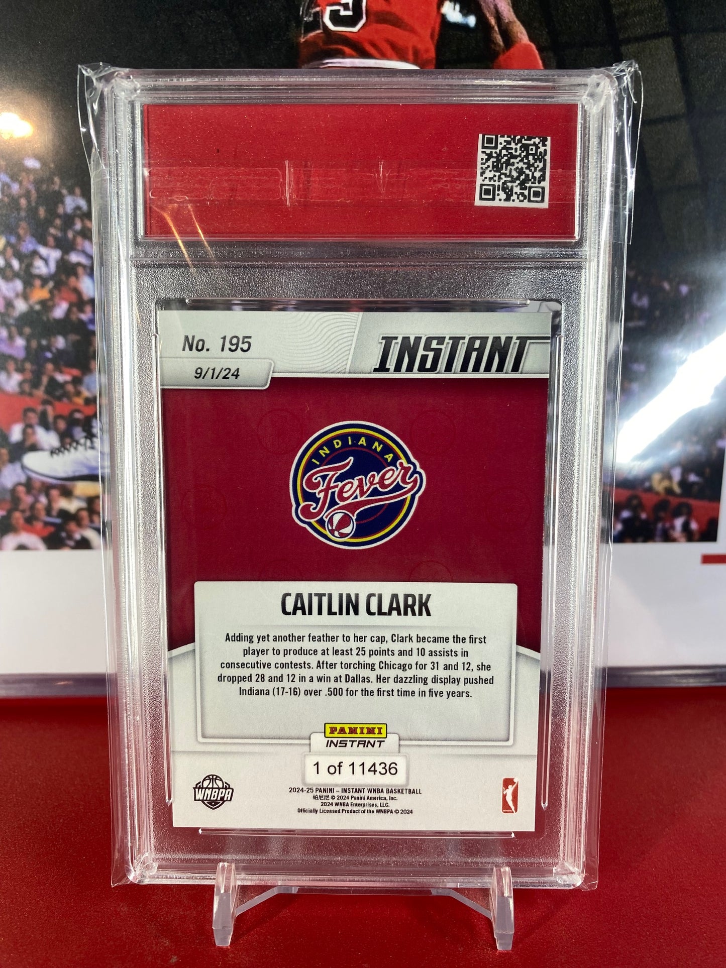 2024 Panini Instant #195 Caitlin Clark Rookie Card First To Post Consecutive 25-10 Lines T.C.T. Graded Gem Mint 10