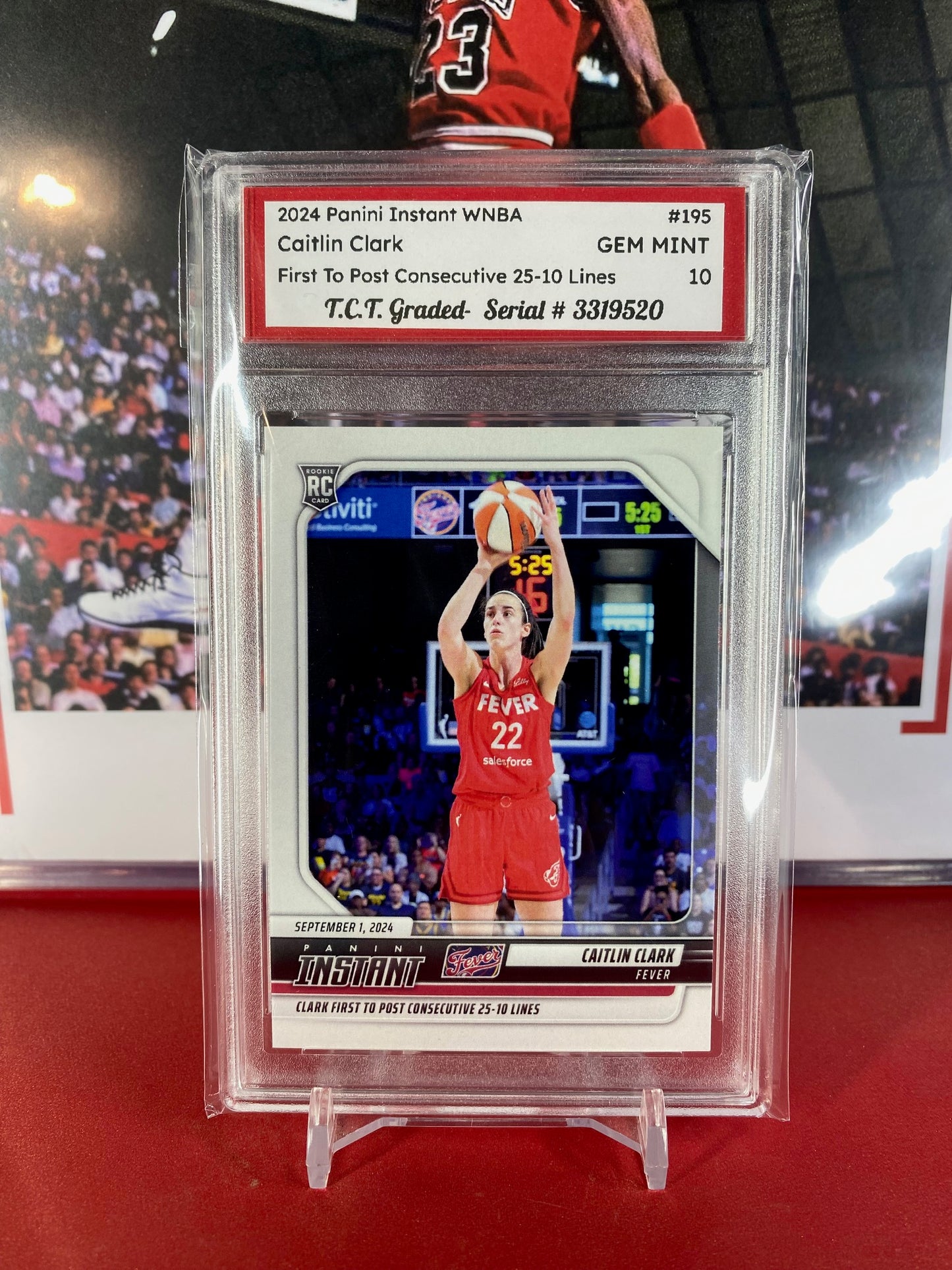 2024 Panini Instant #195 Caitlin Clark Rookie Card First To Post Consecutive 25-10 Lines T.C.T. Graded Gem Mint 10