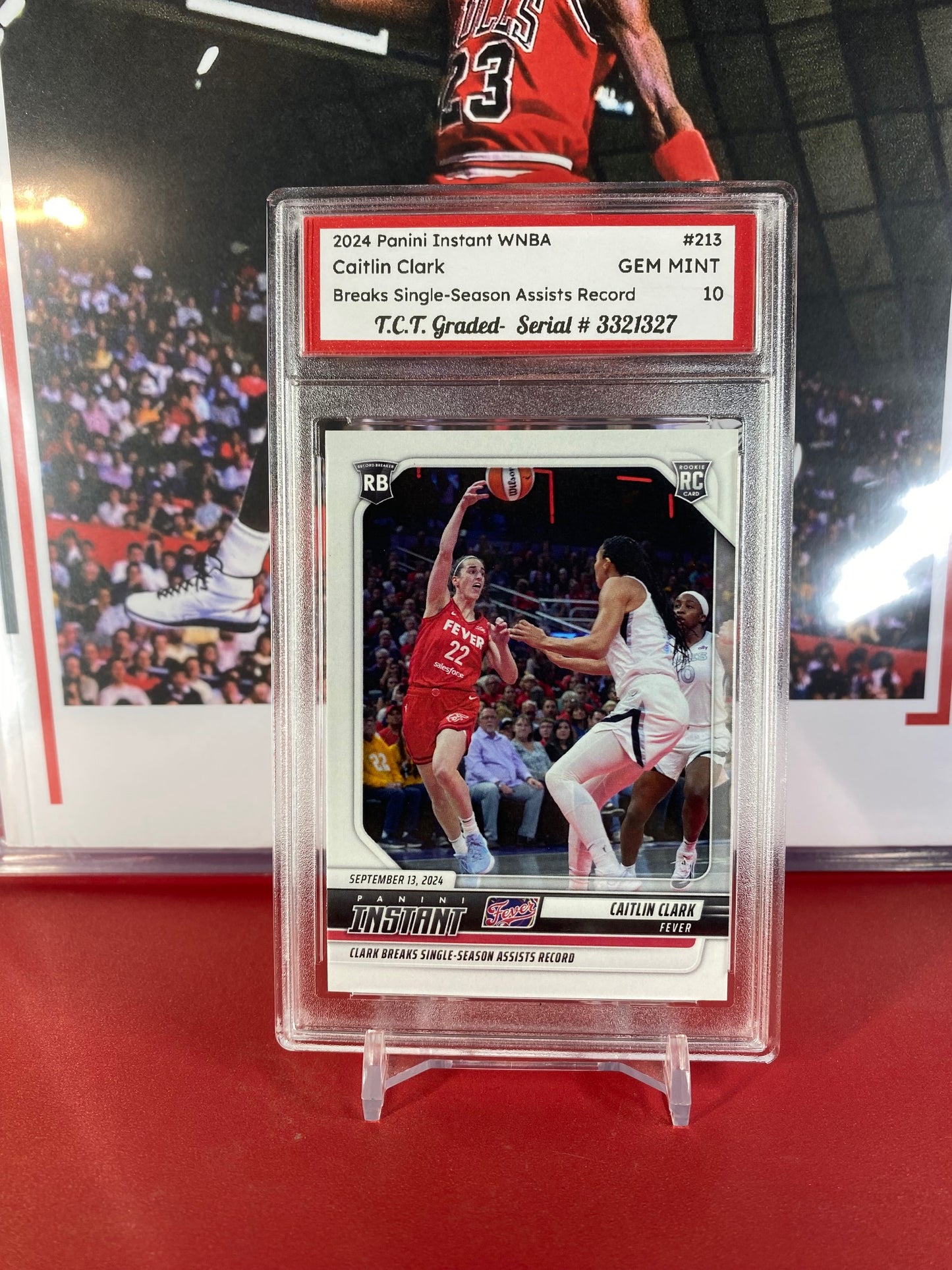 2024 Panini Instant #213 Caitlin Clark Rookie Card Breaks Single-Season Assists Record T.C.T. Graded Gem Mint 10