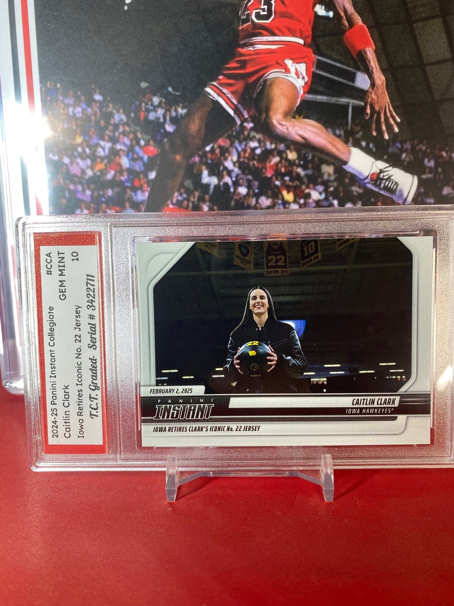 2024-25 Panini Instant Collegiate #CCA Caitlin Clark Rookie Card Iowa Retires Clarks Iconic No. 22 Jersey T.C.T. Graded Gem Mint 10