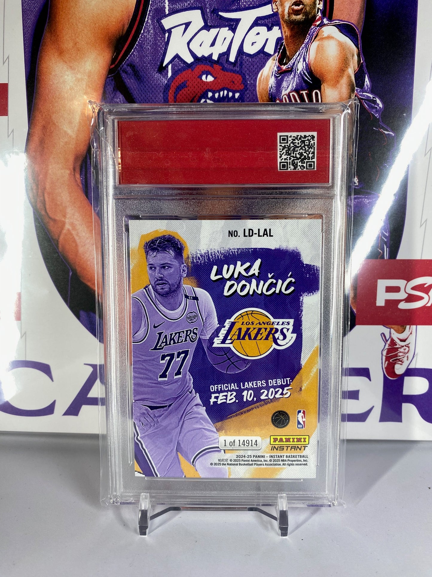2024-25 Panini Instant NBA #LD-LAL Luka Doncic Official Laker Debut T.C.T. Graded Gem Mint 10 Card stand included