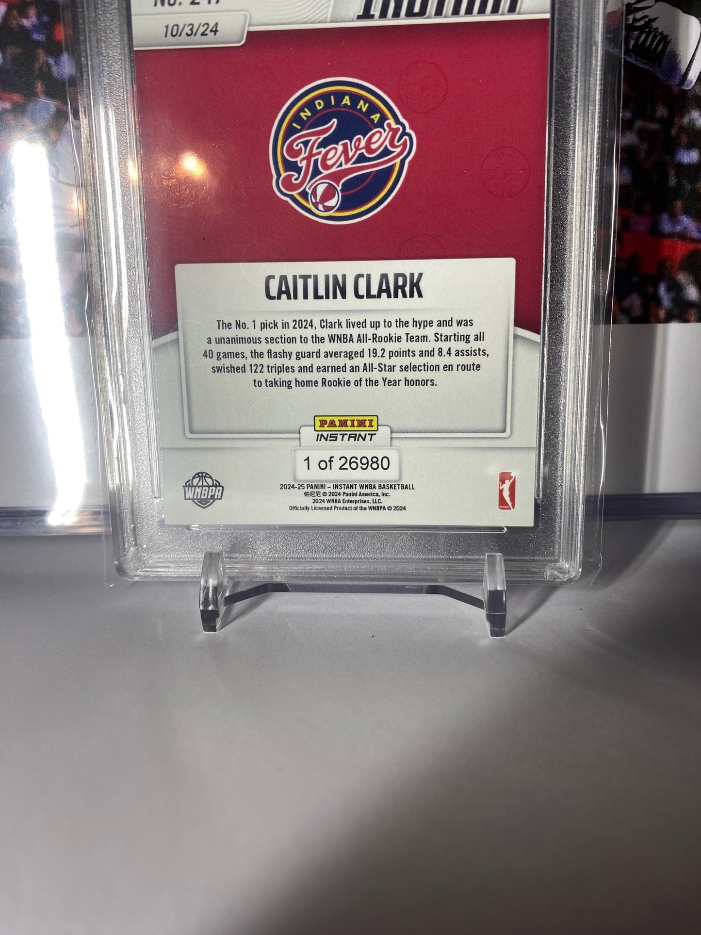 2024 Panini Instant WNBA #247 Caitlin Clark WNBA ALL-ROOKIE TEAM T.C.T. Graded Gem Mint 10