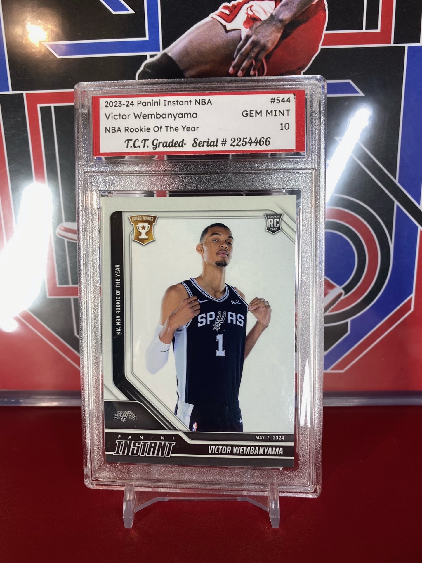 2023-24 Panini Instant NBA #544 Victor Wembanyama Rookie Of The Year Card T.C.T. Graded Gem Mint 10