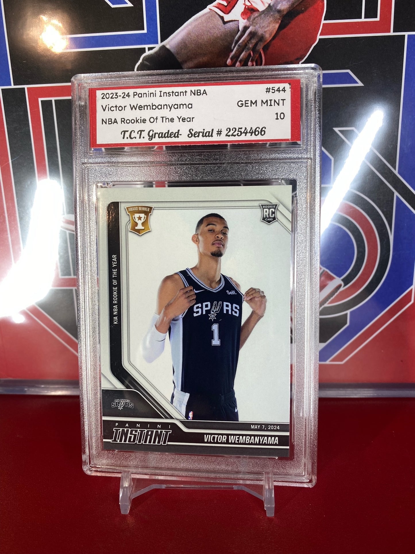 2023-24 Panini Instant NBA #544 Victor Wembanyama Rookie Of The Year Card T.C.T. Graded Gem Mint 10