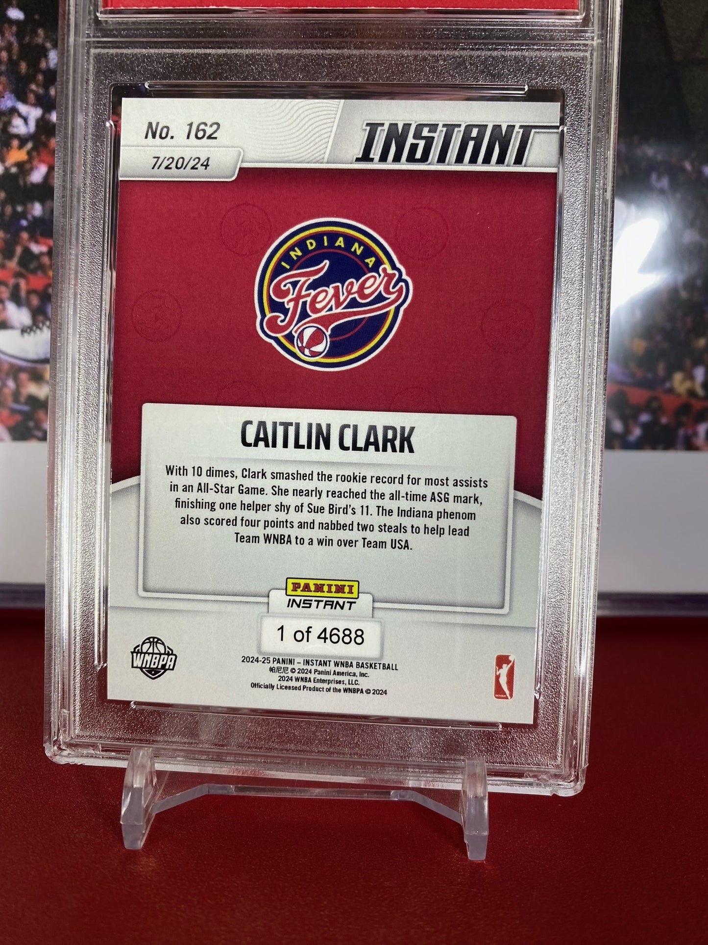 2024 Panini Instant #162 Caitlin Clark Rookie Card Sets Rookie All-Star Assists Record T.C.T. Graded Gem Mint 10