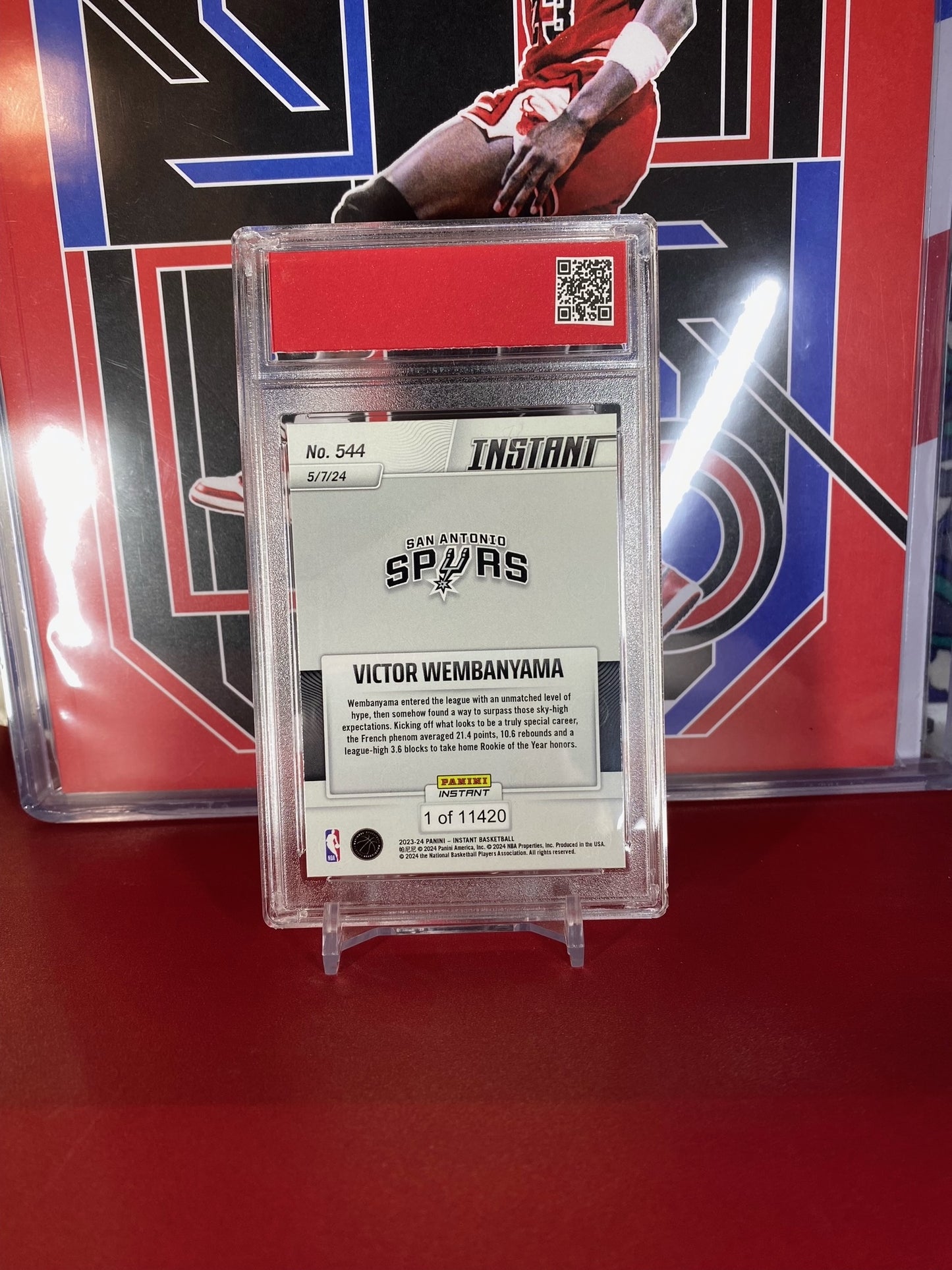 2023-24 Panini Instant NBA #544 Victor Wembanyama Rookie Of The Year Card T.C.T. Graded Gem Mint 10