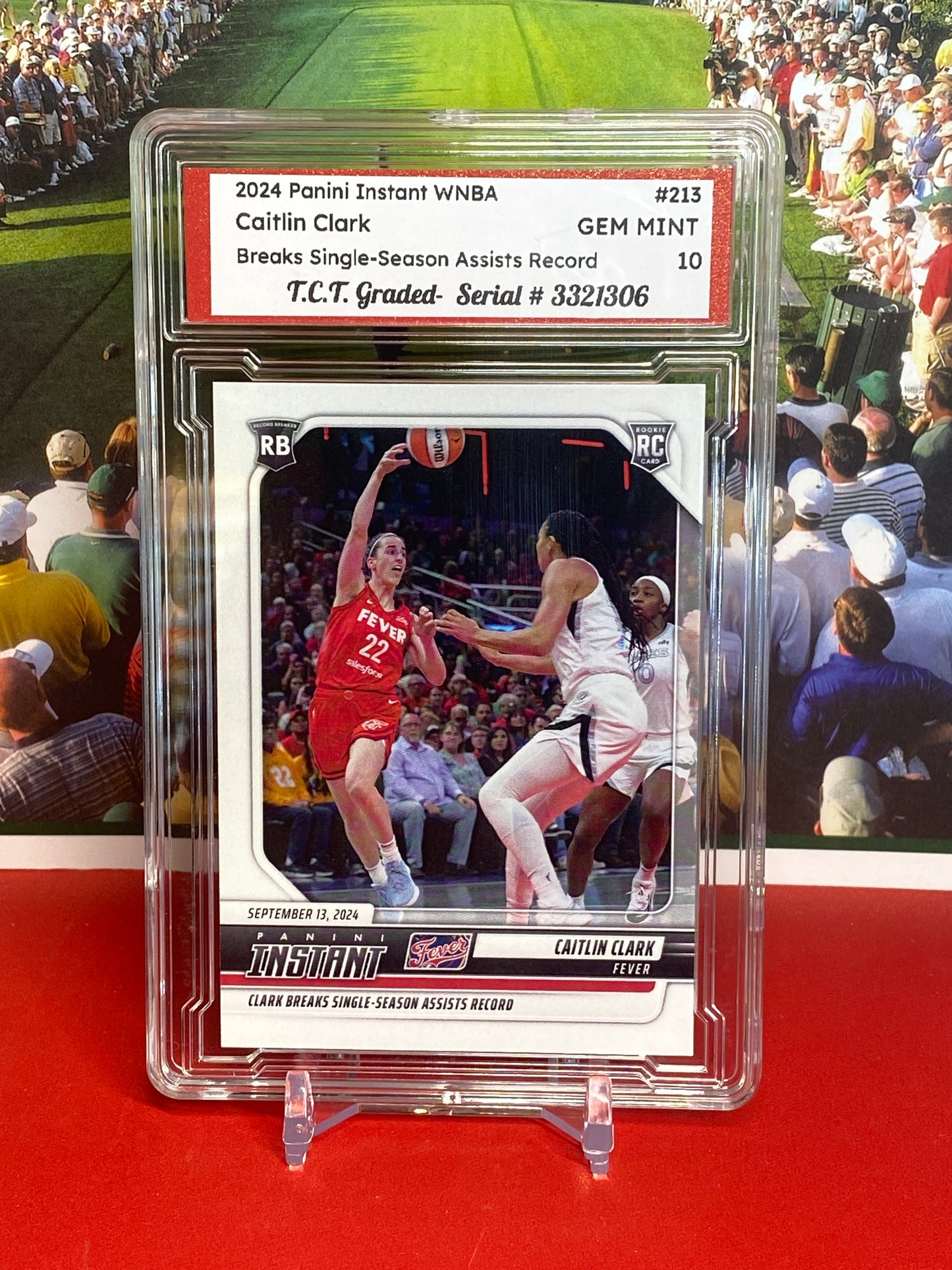 2024 Panini Instant WNBA #213 Caitlin Clark Rookie Card Breaks Single-Season Assists Record T.C.T. Graded Gem Mint 10