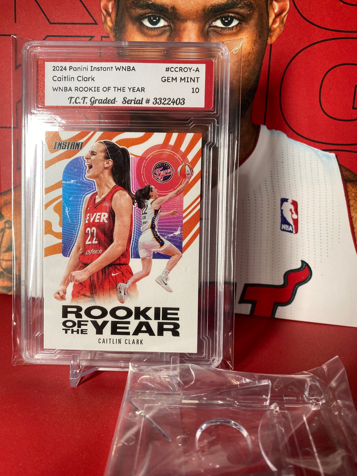 2024 Panini Instant WNBA #CCROY-A Caitlin Clark Rookie Of The Year Card T.C.T. Graded Gem Mint 10 card stand included