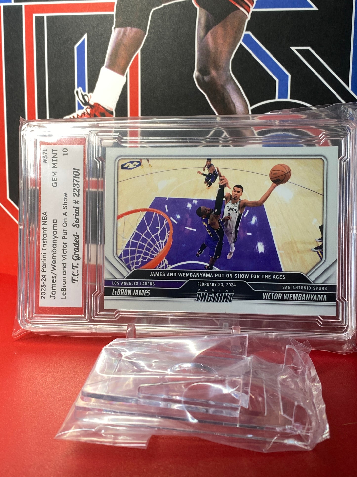 2023-24 Panini Instant NBA #371 LeBron James VS Victor Wembanyama Rookie Card LeBron/Victor Put On A Show T.C.T. Graded Gem Mint 10