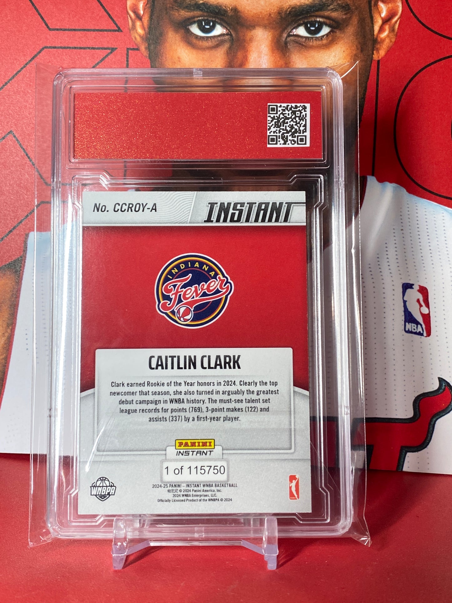 2024 Panini Instant WNBA #CCROY-A Caitlin Clark Rookie Of The Year Card T.C.T. Graded Gem Mint 10 card stand included