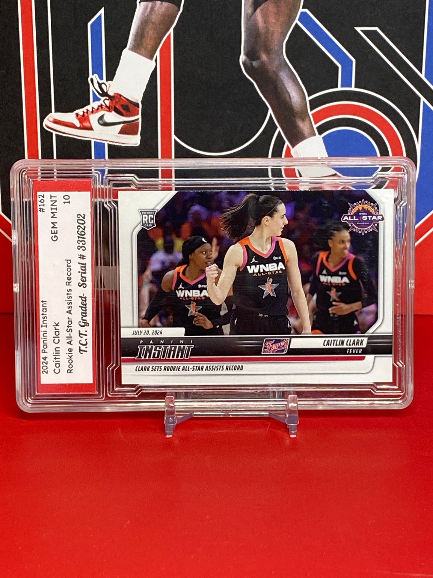 2024 Panini Instant #162 Caitlin Clark Rookie Card T.C.T. Graded Gem Mint 10 “Sets Rookie All-Star Assists Record”