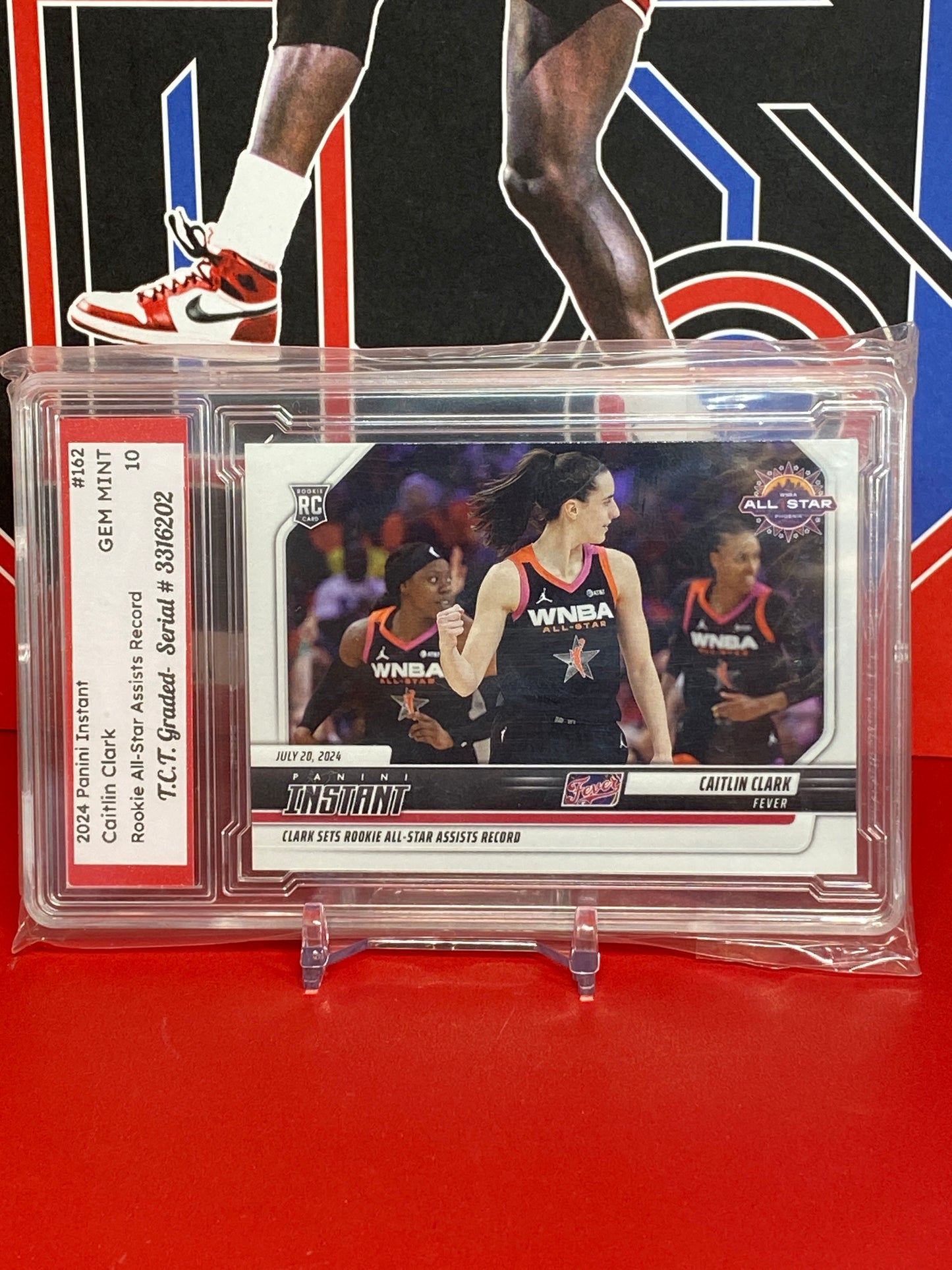 2024 Panini Instant #162 Caitlin Clark Rookie Card T.C.T. Graded Gem Mint 10 “Sets Rookie All-Star Assists Record”