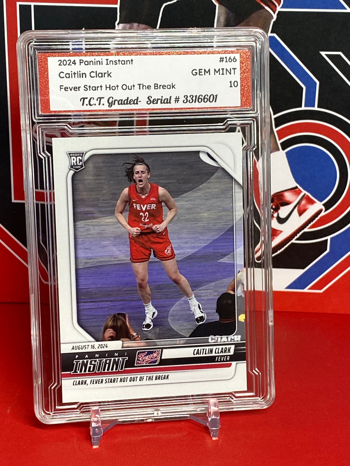 2024 Panini Instant #166 Caitlin Clark Rookie Card T.C.T. Graded Gem Mint 10