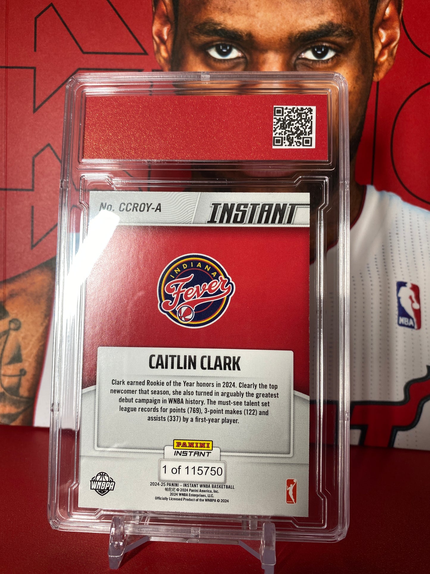 2024 Panini Instant WNBA #CCROY-A Caitlin Clark Rookie Of The Year Card T.C.T. Graded Gem Mint 10 card stand included