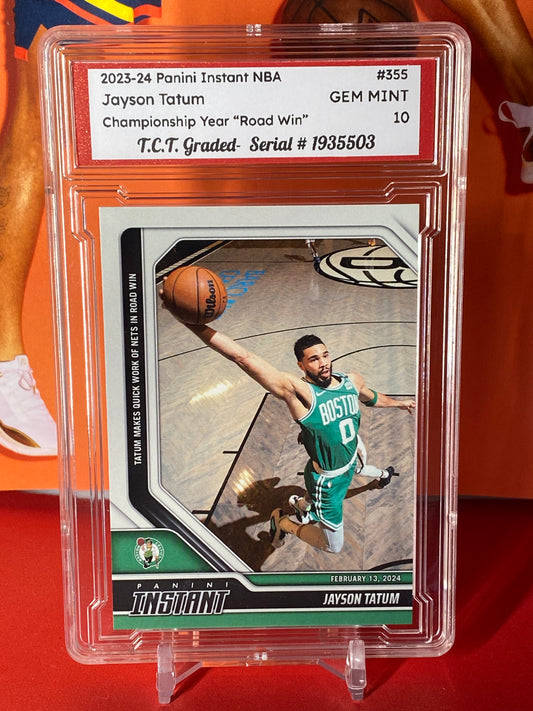 2023-24 Panini Instant NBA #355 Jayson Tatum Championship Year “Road Win” T.C.T. Graded Gem Mint 10