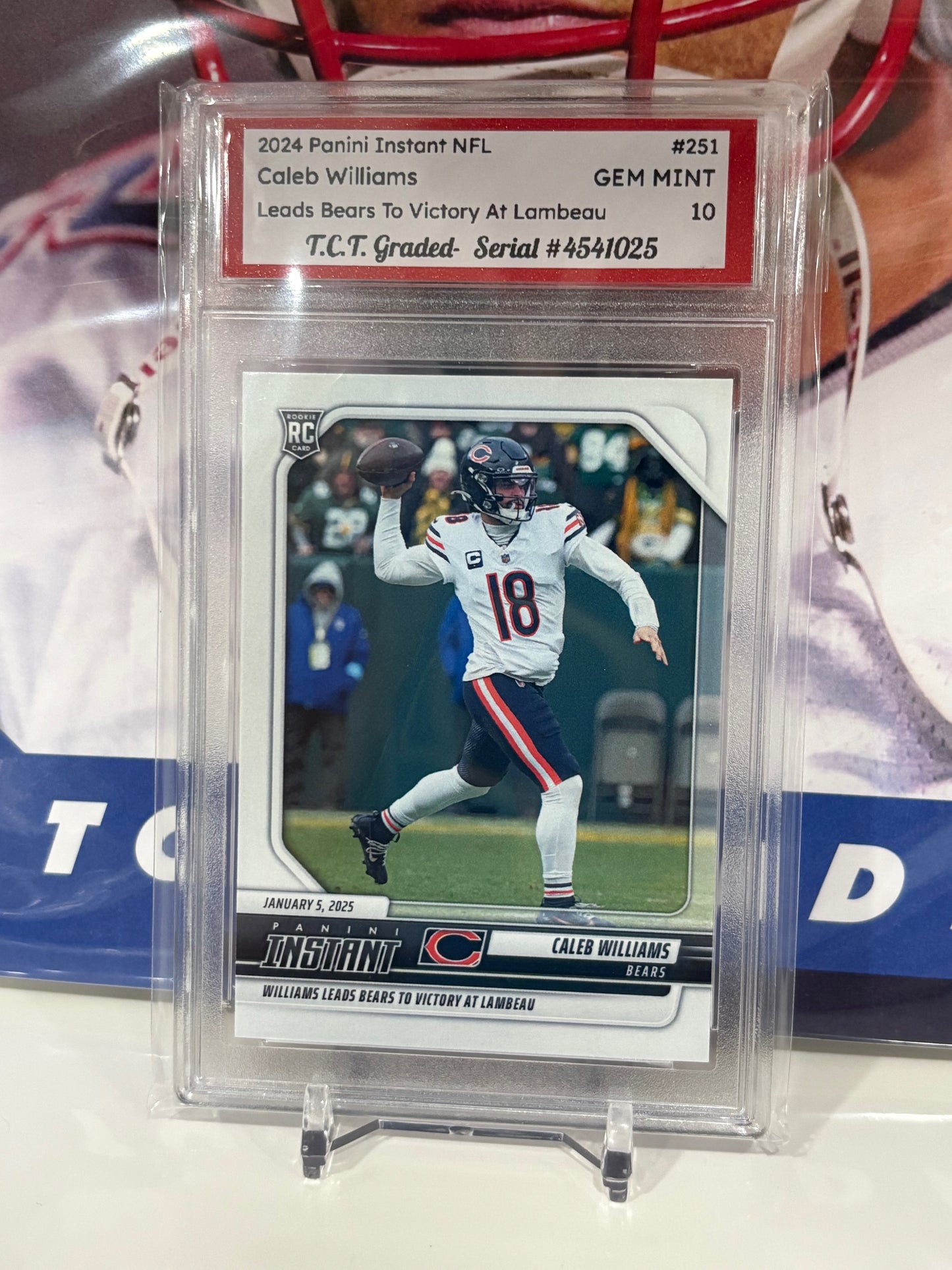 2024 Panini Instant NFL #251 Caleb Williams Leads Bears To Victory At Lambeau T.C.T. Graded Gem Mint 10 Rookie Card
