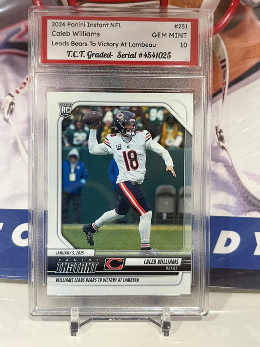2024 Panini Instant NFL #251 Caleb Williams Leads Bears To Victory At Lambeau T.C.T. Graded Gem Mint 10 Rookie Card