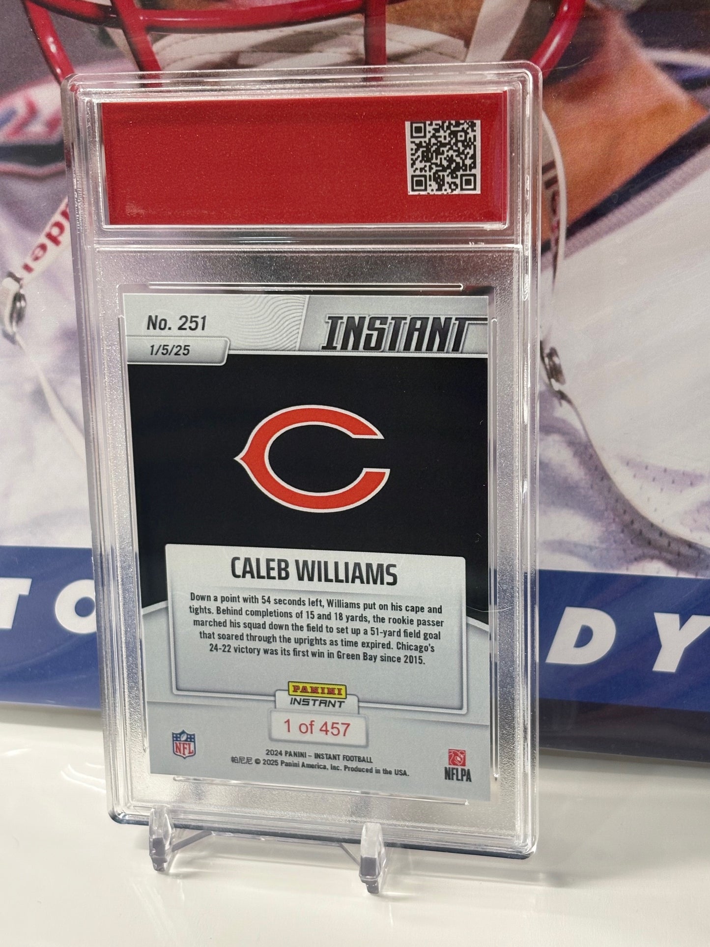 2024 Panini Instant NFL #251 Caleb Williams Leads Bears To Victory At Lambeau T.C.T. Graded Gem Mint 10 Rookie Card