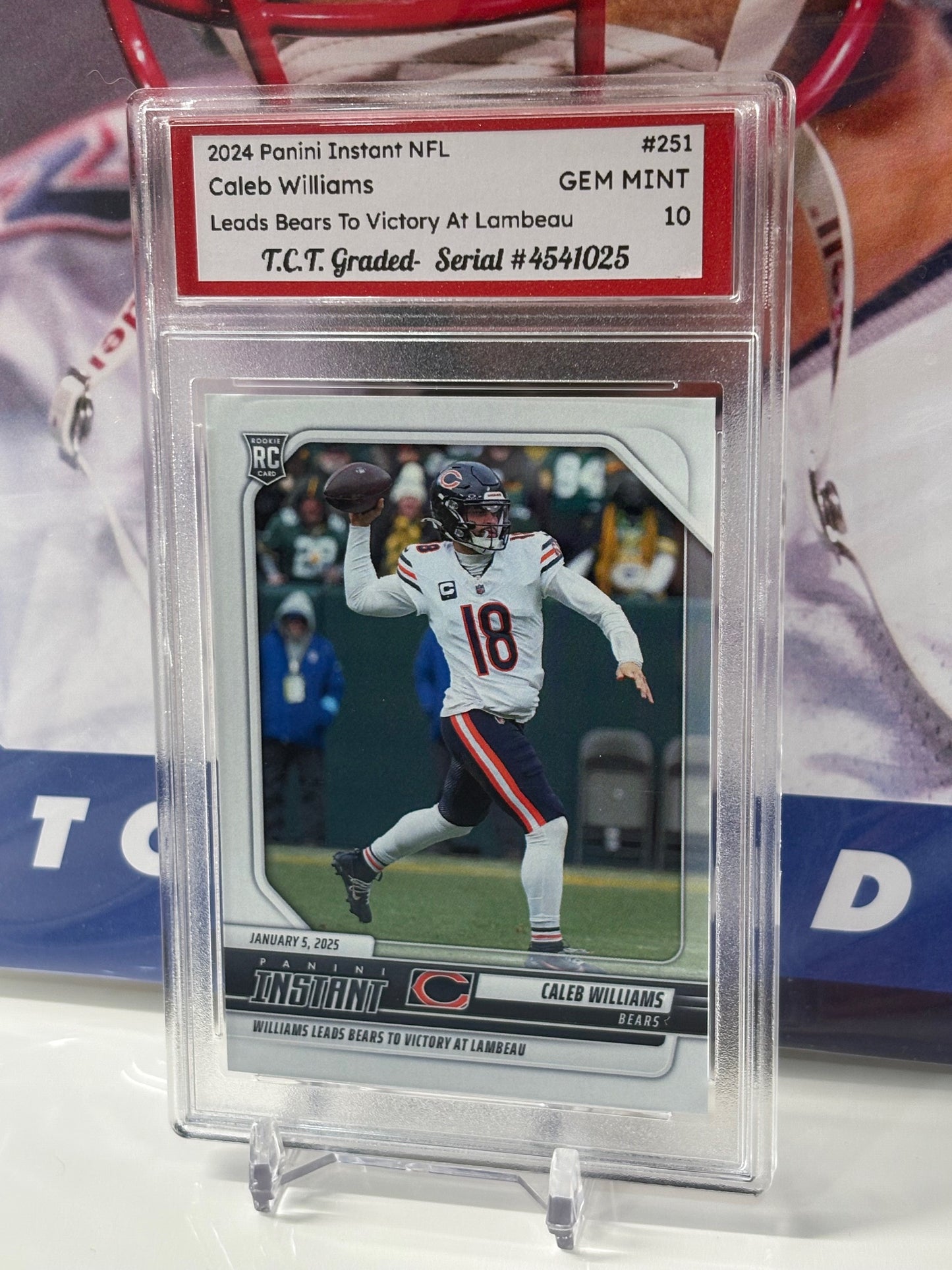 2024 Panini Instant NFL #251 Caleb Williams Leads Bears To Victory At Lambeau T.C.T. Graded Gem Mint 10 Rookie Card