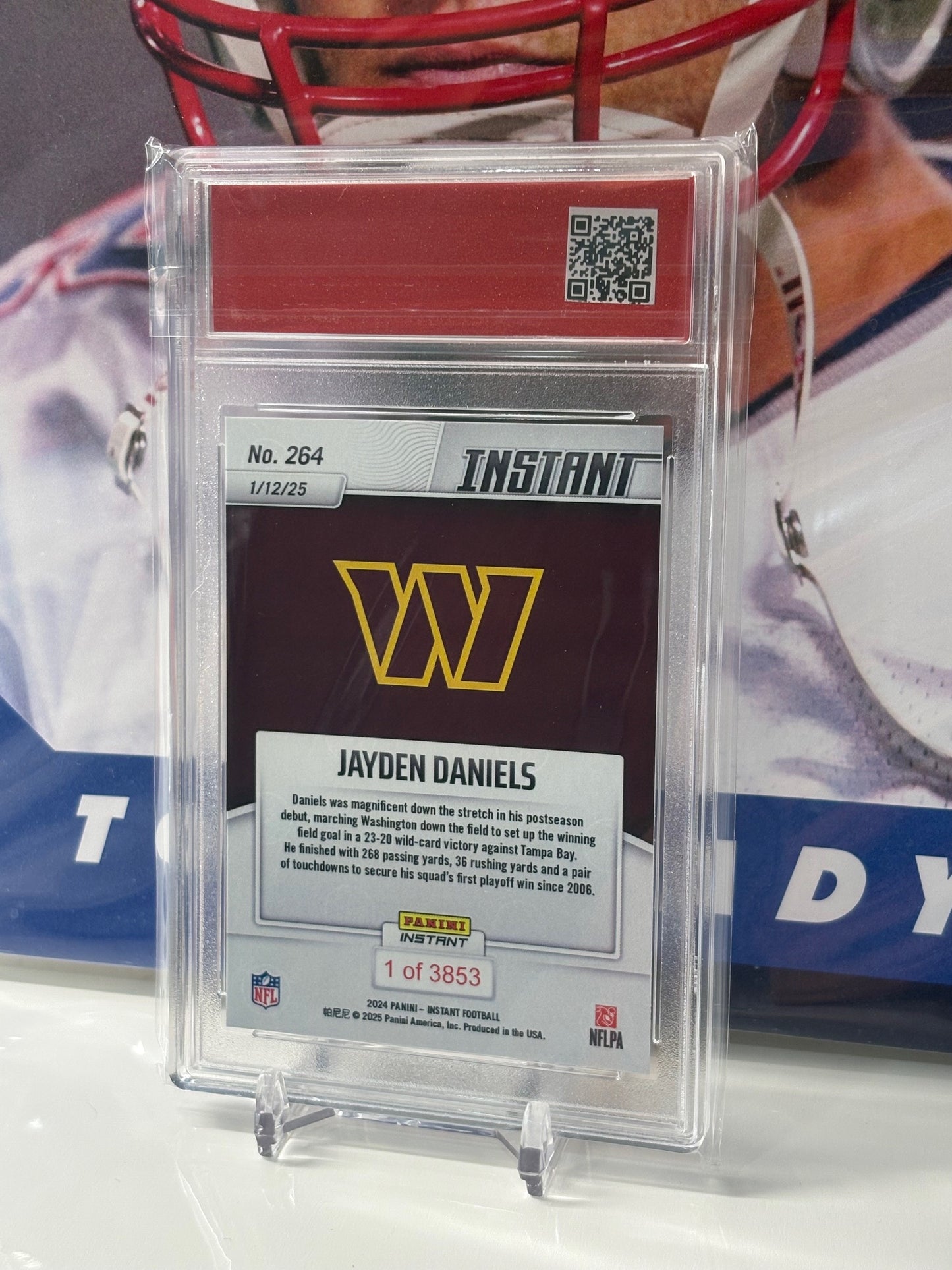 2024 Panini Instant NFL #264 Jayden Daniels Marches Commanders To Playoff Victory T.C.T. Graded Gem Mint 10 Rookie Card