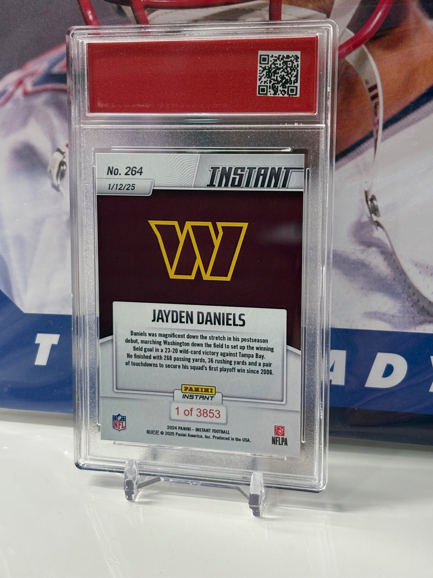 2024 Panini Instant NFL #264 Jayden Daniels Marches Commanders To Playoff Victory T.C.T. Graded Gem Mint 10 Rookie Card