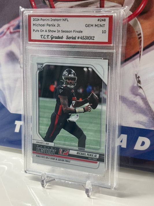 2024 Panini Instant NFL #248 Michael Penix Jr. Puts On A Show In Season Finale T.C.T. Graded Gem Mint 10 Rookie Card