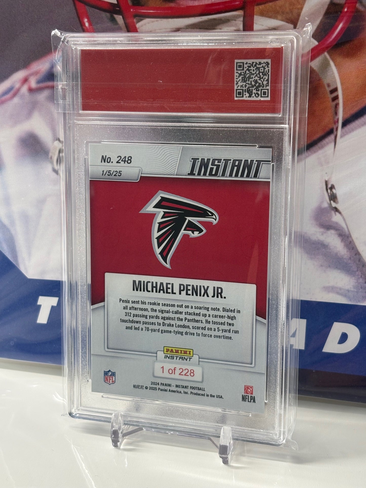 2024 Panini Instant NFL #248 Michael Penix Jr. Puts On A Show In Season Finale T.C.T. Graded Gem Mint 10 Rookie Card