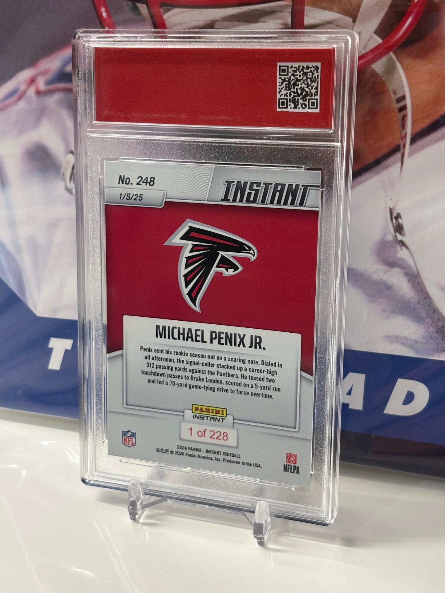2024 Panini Instant NFL #248 Michael Penix Jr. Puts On A Show In Season Finale T.C.T. Graded Gem Mint 10 Rookie Card