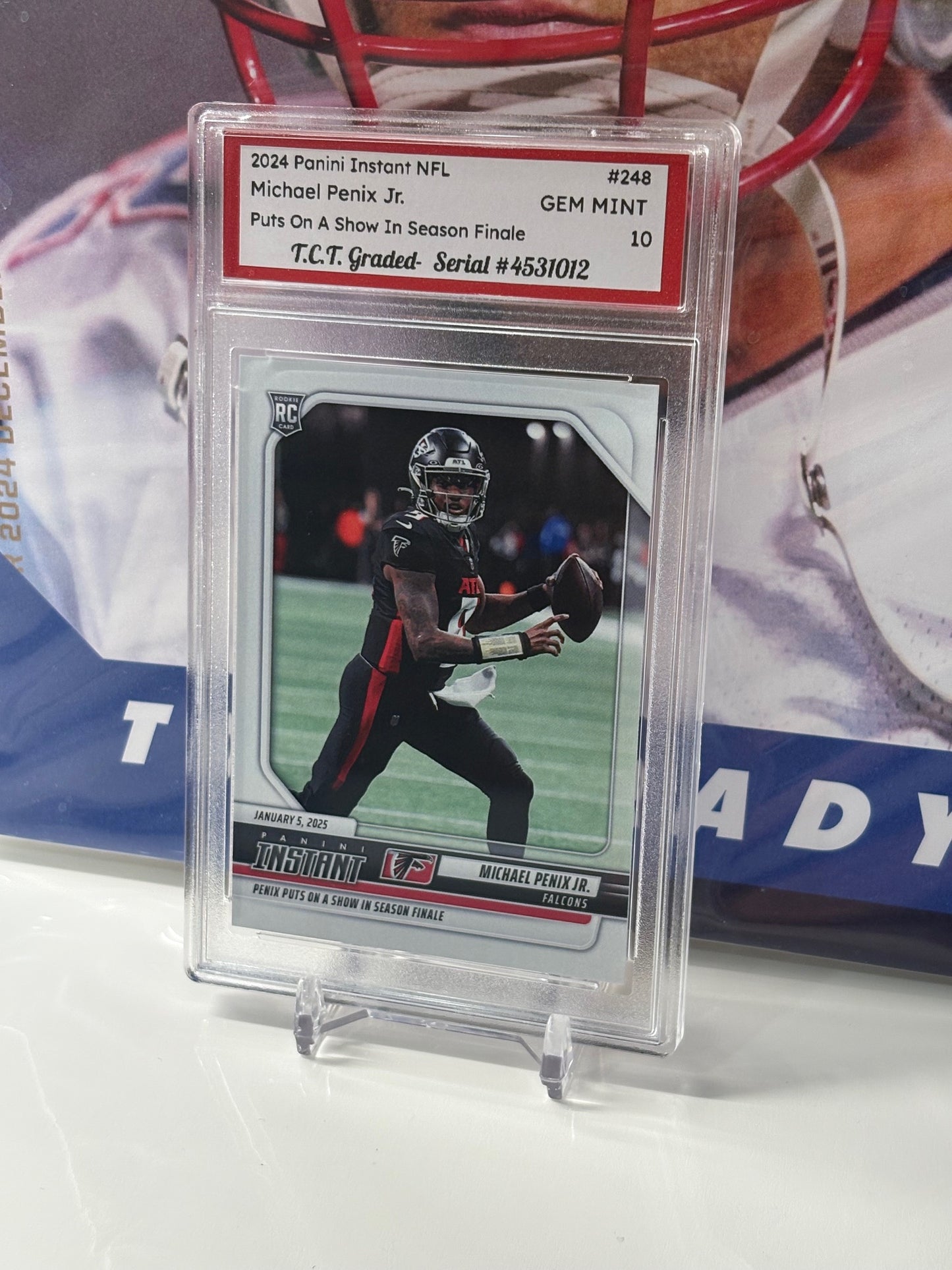2024 Panini Instant NFL #248 Michael Penix Jr. Puts On A Show In Season Finale T.C.T. Graded Gem Mint 10 Rookie Card