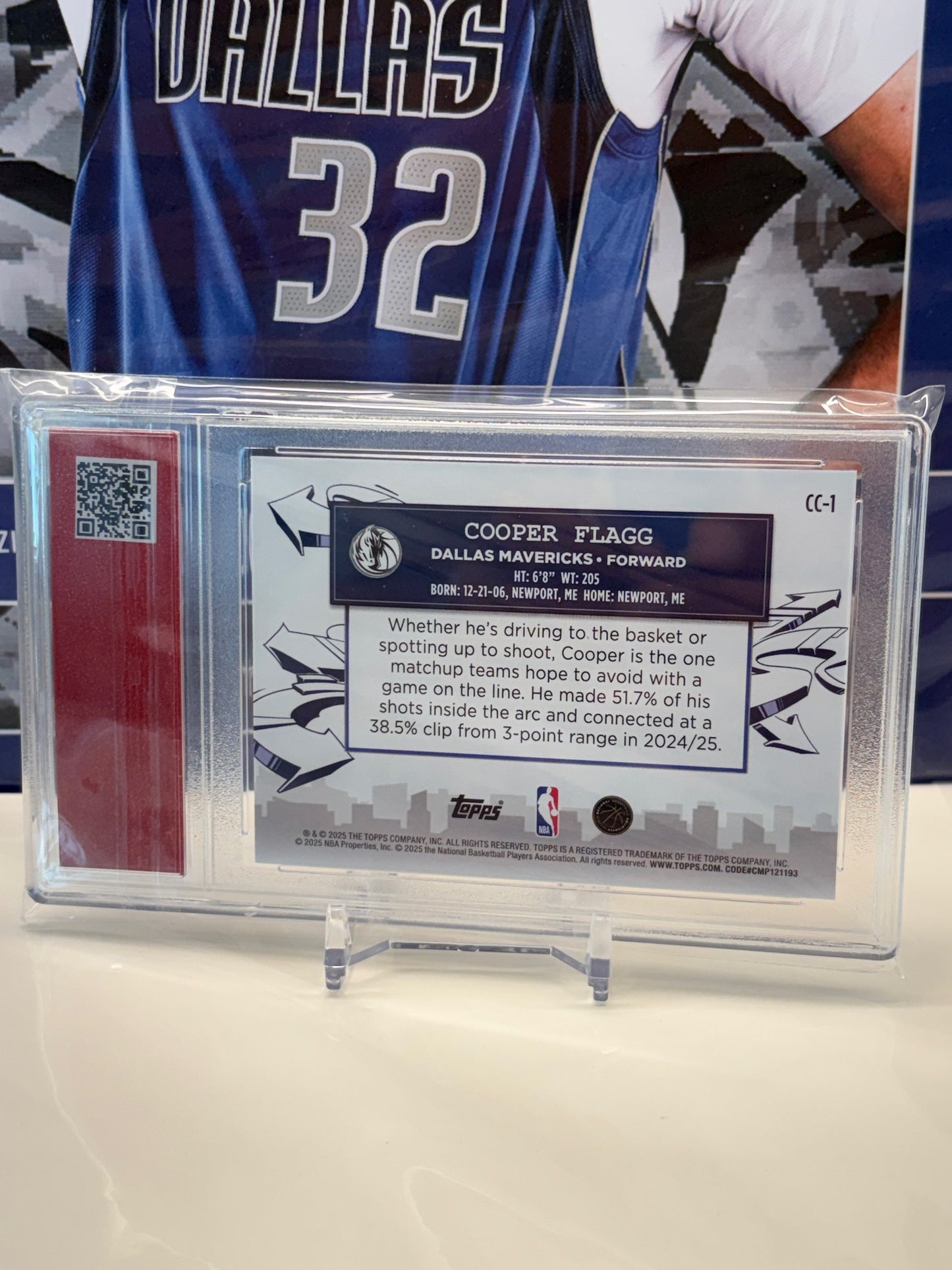 Cooper Flagg RC 2025 Topps NBA #CC-1 Clutch City T.C.T. Graded(TM) Gem Mint 10 Card stand included (Copy)