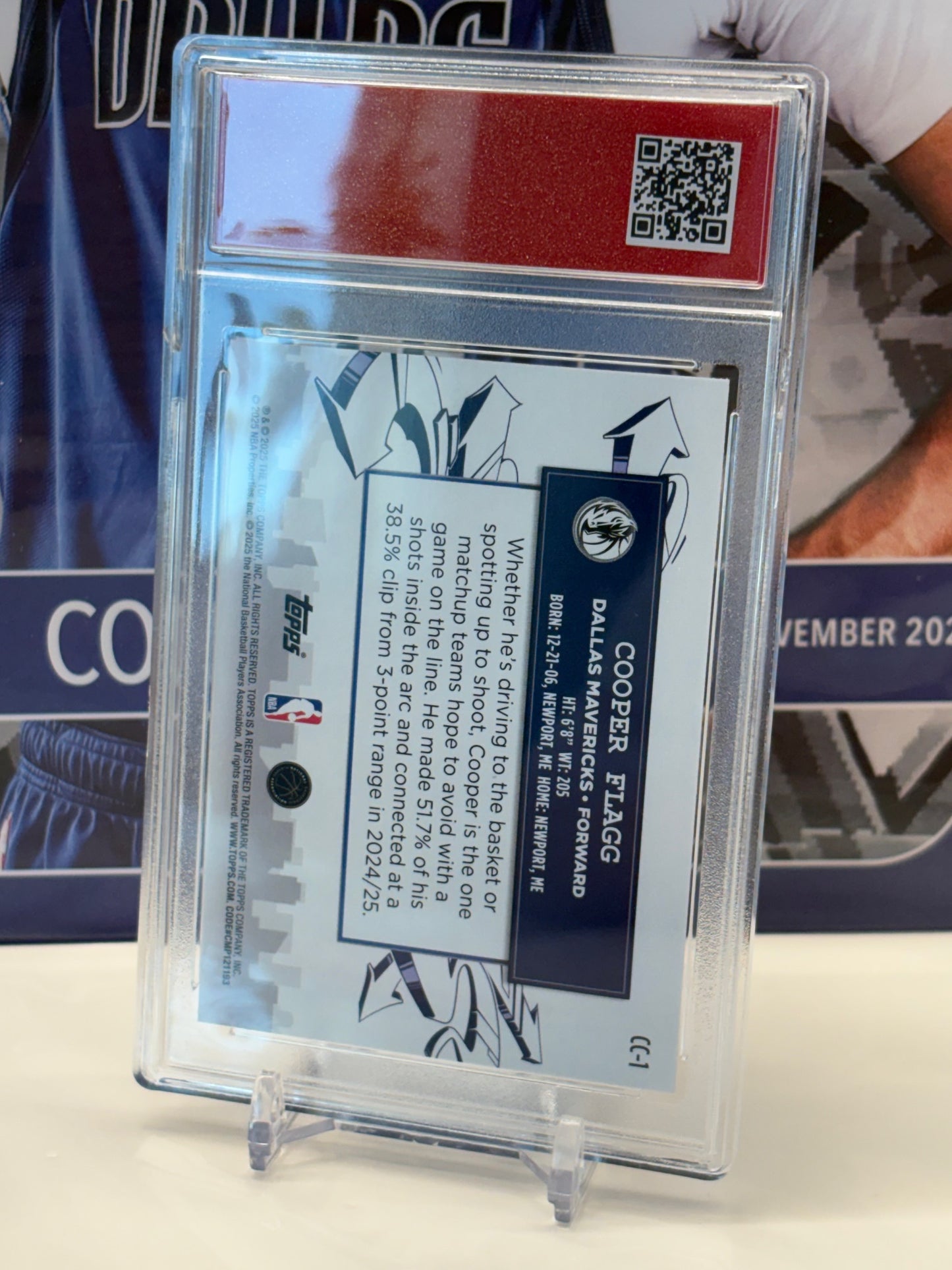 Cooper Flagg RC 2025 Topps NBA #CC-1 Clutch City T.C.T. Graded(TM) Gem Mint 10 Card stand included (Copy)